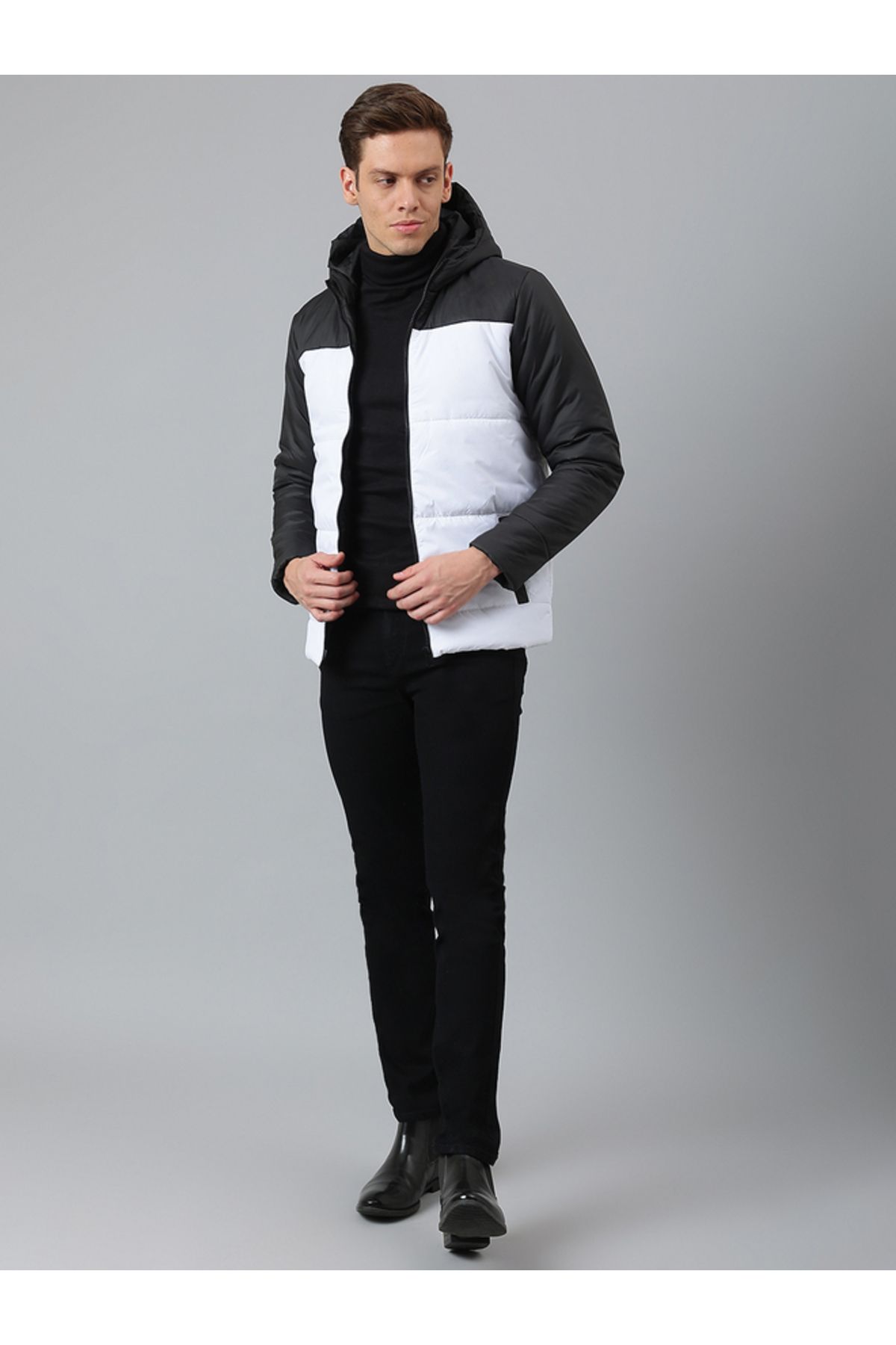 Dennis Lingo By Styli-Color Block Hooded Puffer Jacket 1