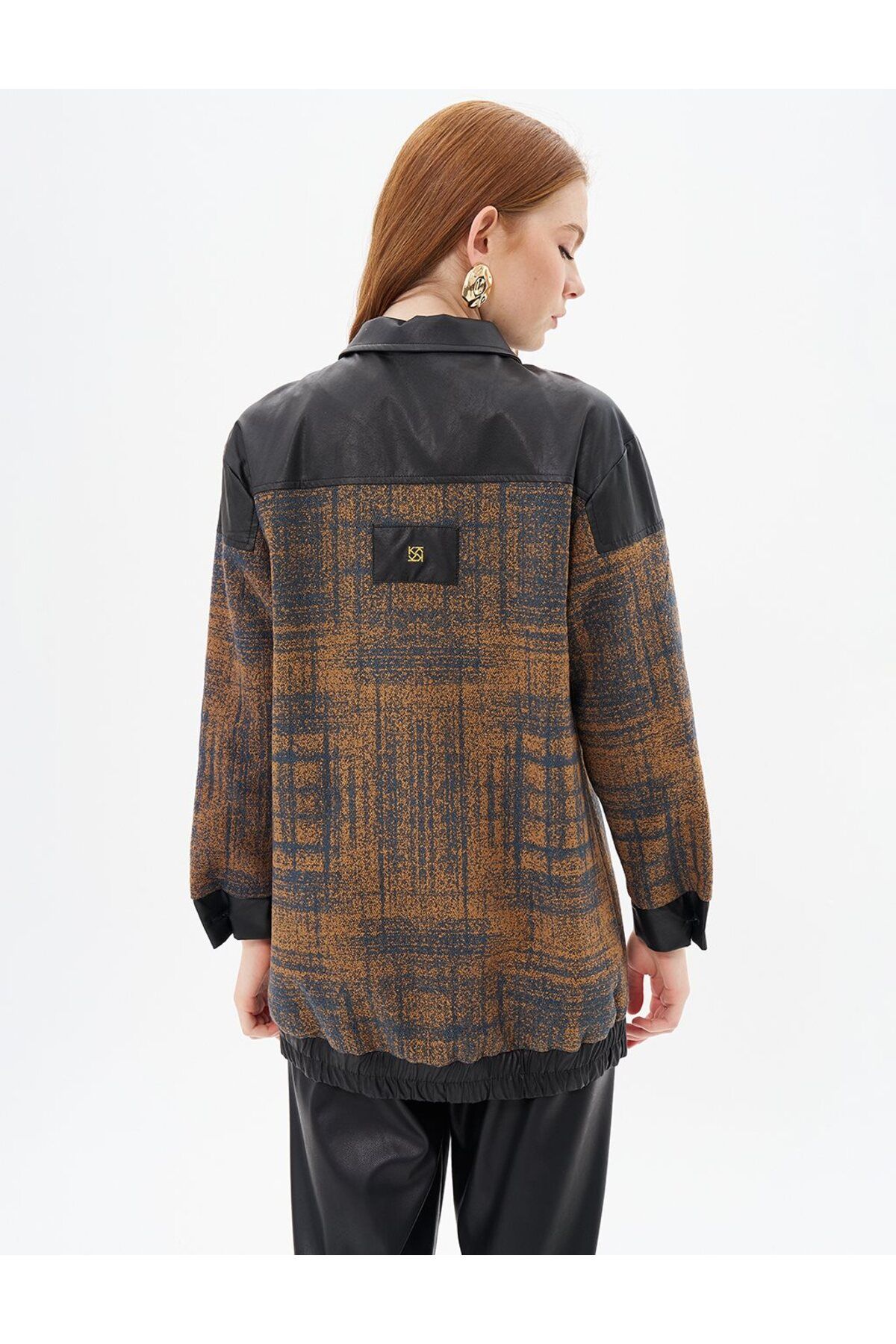 Kayra-Camel Jacket - Faux Leather Garnished 5