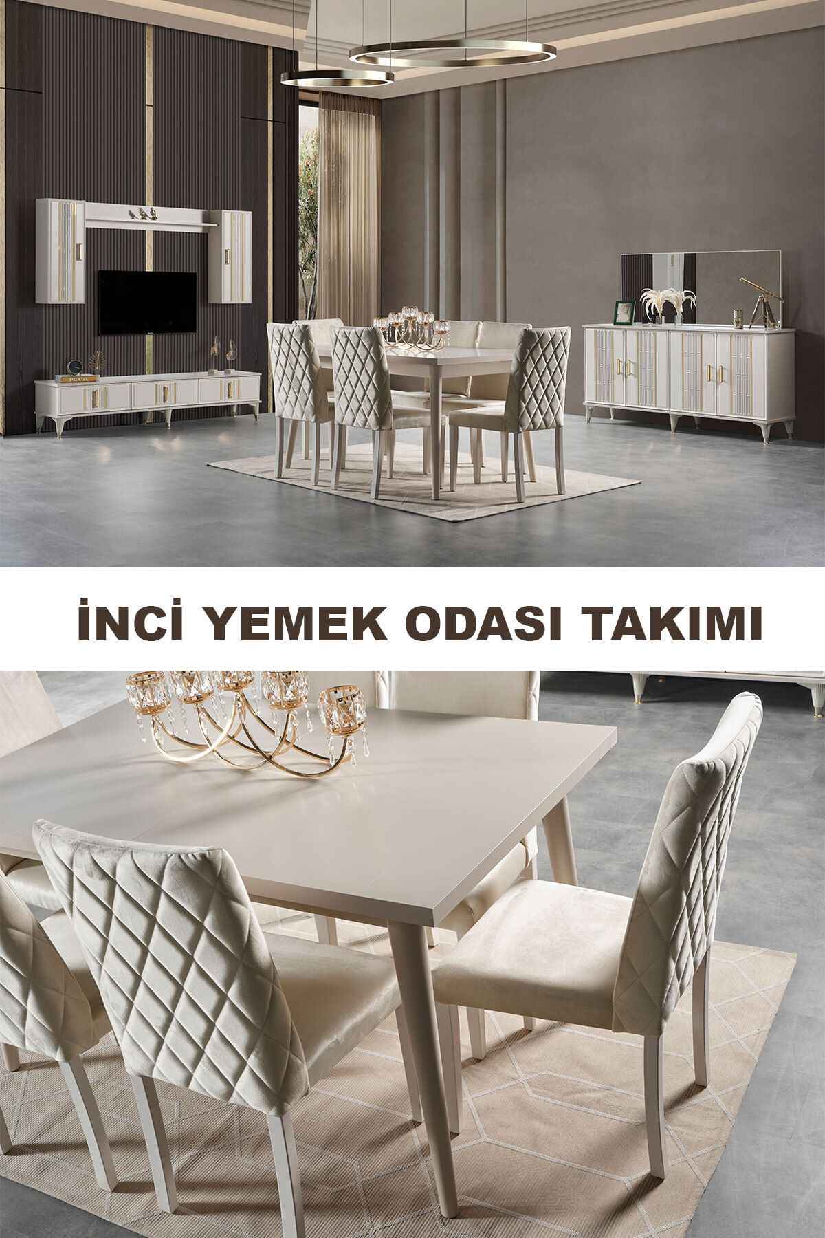 Breda Home Concept İnci Duvar Üniteli Yemek Odası Takımı