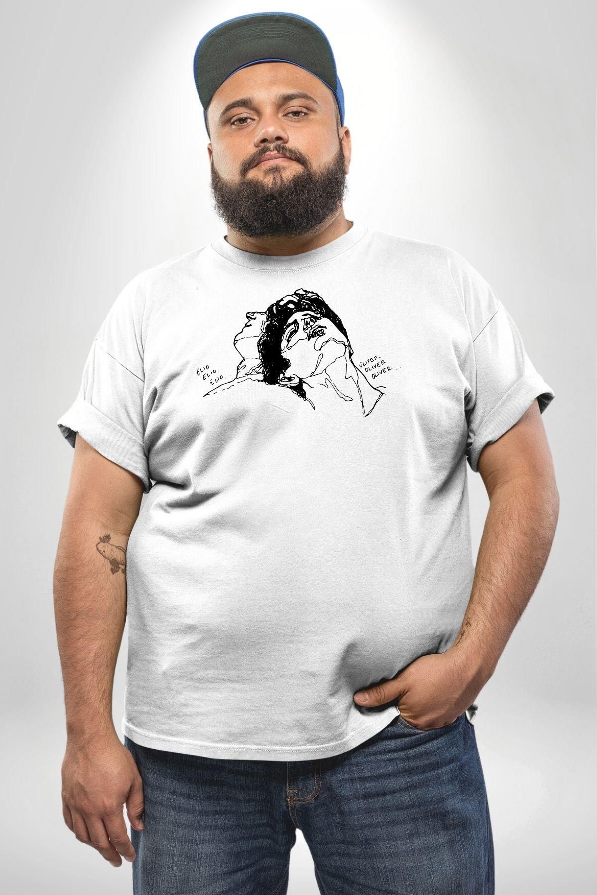Angemiel-Elio and Oliver Call Me By Your Name - White Large Size Unisex Basic T-Shirt 2