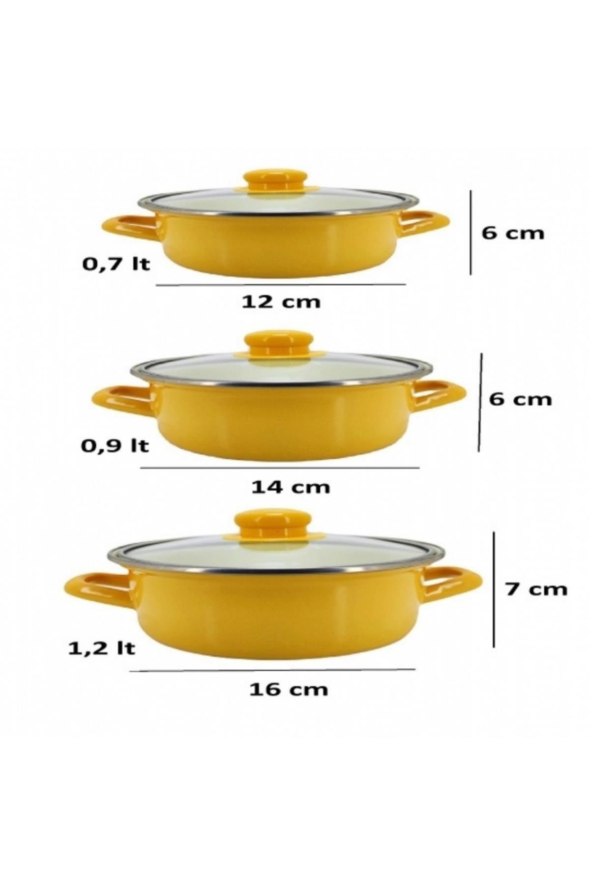 Protocol London-12/14/16 Cm Mini Enamel Pot Set - Yellow 4