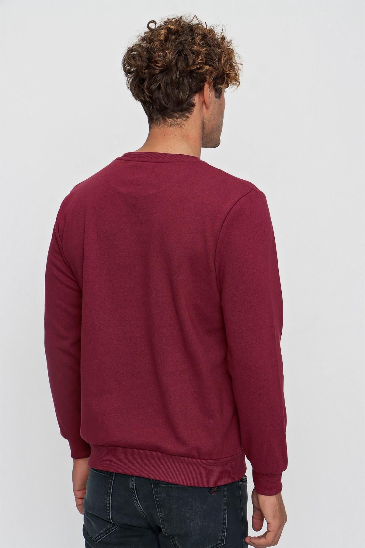 TENA-Pánska mikina Claret Red Crew Neck Basic – Three Strings (22-7781) 5