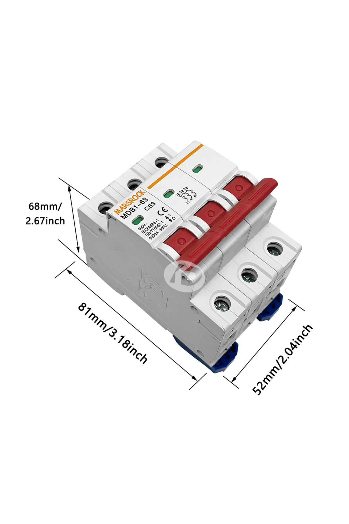MARS ROCK-63A Overload Protector Wind 3 Phase AC 400V Circuit Breaker Electrical MCB 3 Pole 3