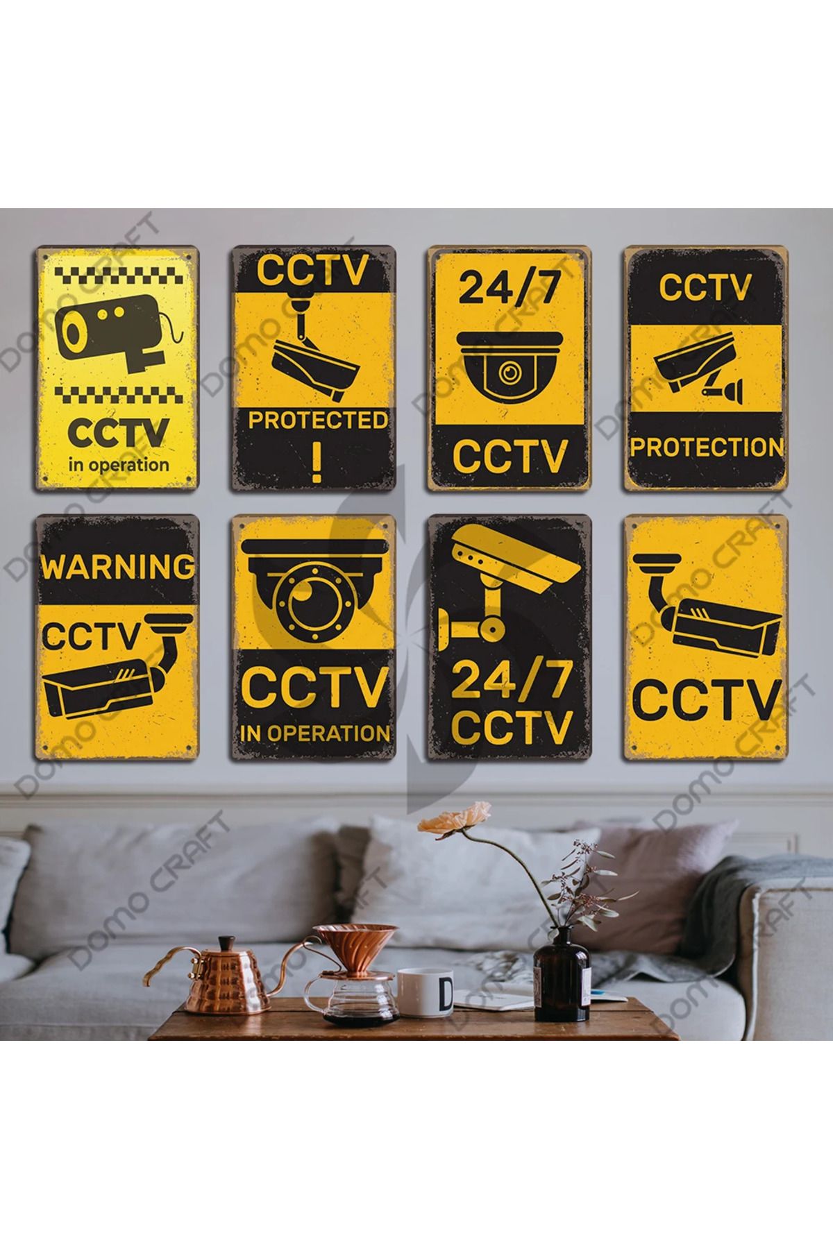 Choice-Retro CCTV Warning Poster Metal Plate 24 Hours Video Security Camera Metal Tin Signs Shop Bar Liv... 6