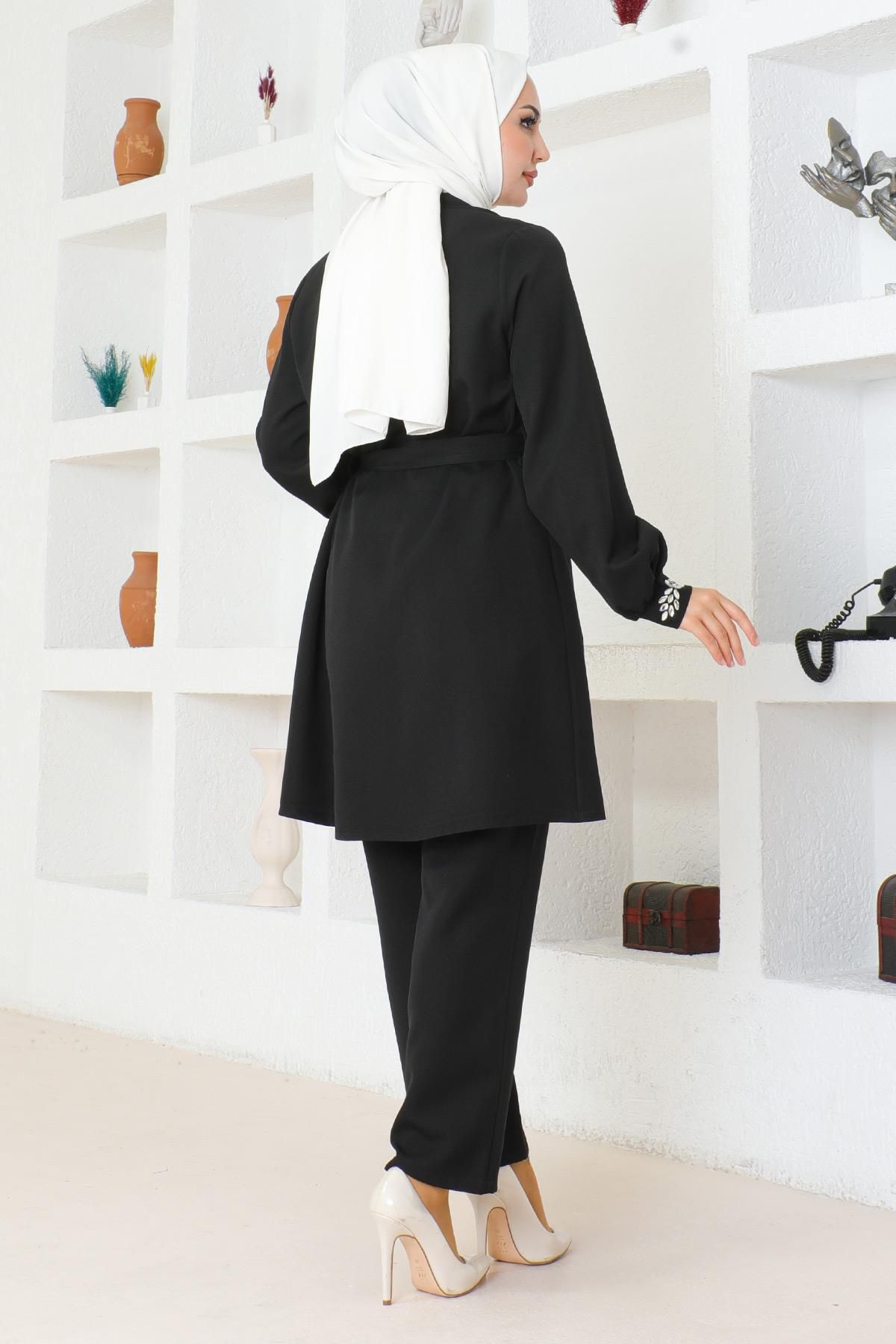Modamihram-Black Stone Detailed Suit 19203 4