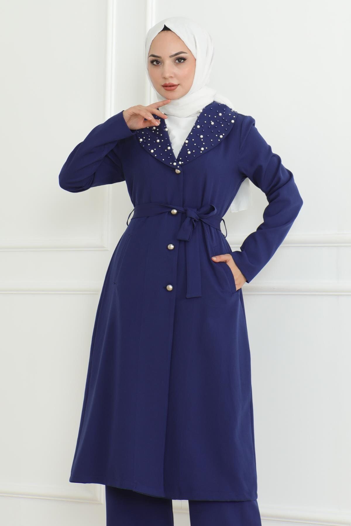 Modamihram-Indigo Suit - Pearl Detailed 19216 Model 2