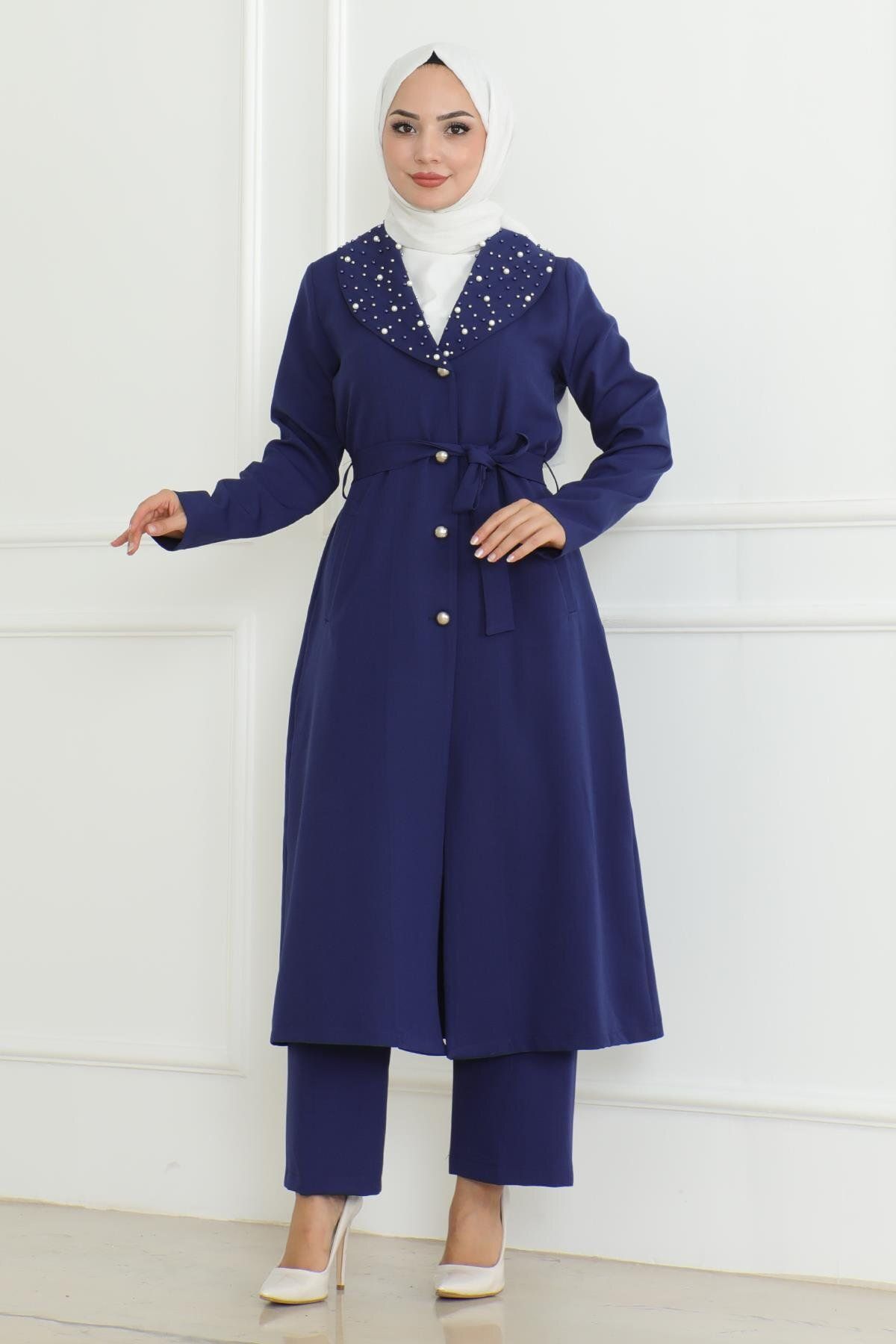 Modamihram-Indigo Suit - Pearl Detailed 19216 Model 1