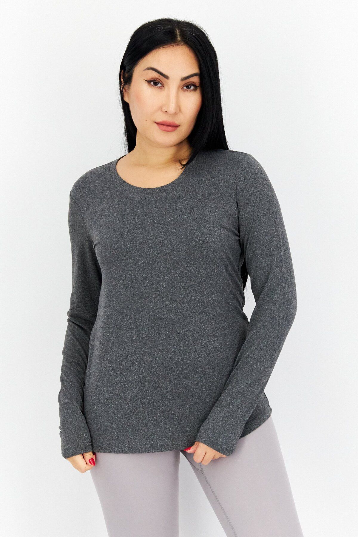 Fit Collective-Women Sportswear Fit Long Sleeve Training Top, Charcoal 1