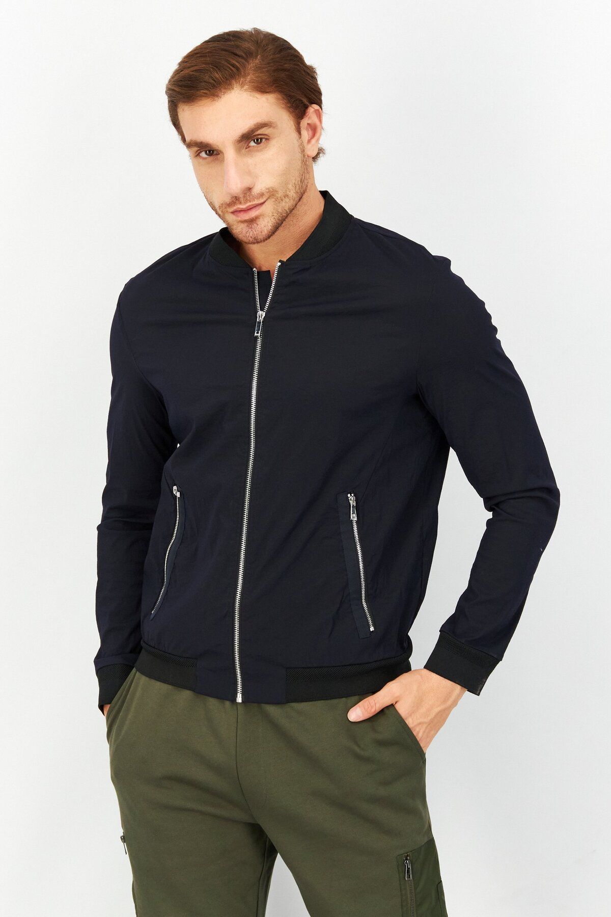 Jack & Jones-Men Solid Windbreaker Jacket, Dark Navy 1