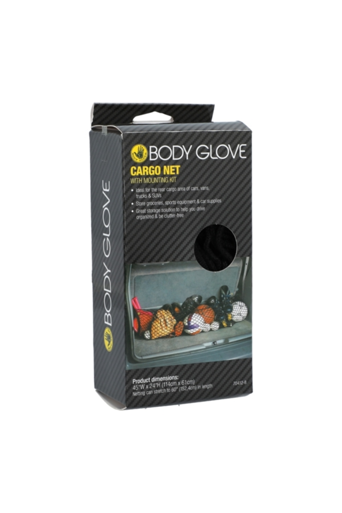 Body Glove-Durable Rear Cargo Area Net with Mounting Kit 114 x 61cm 3