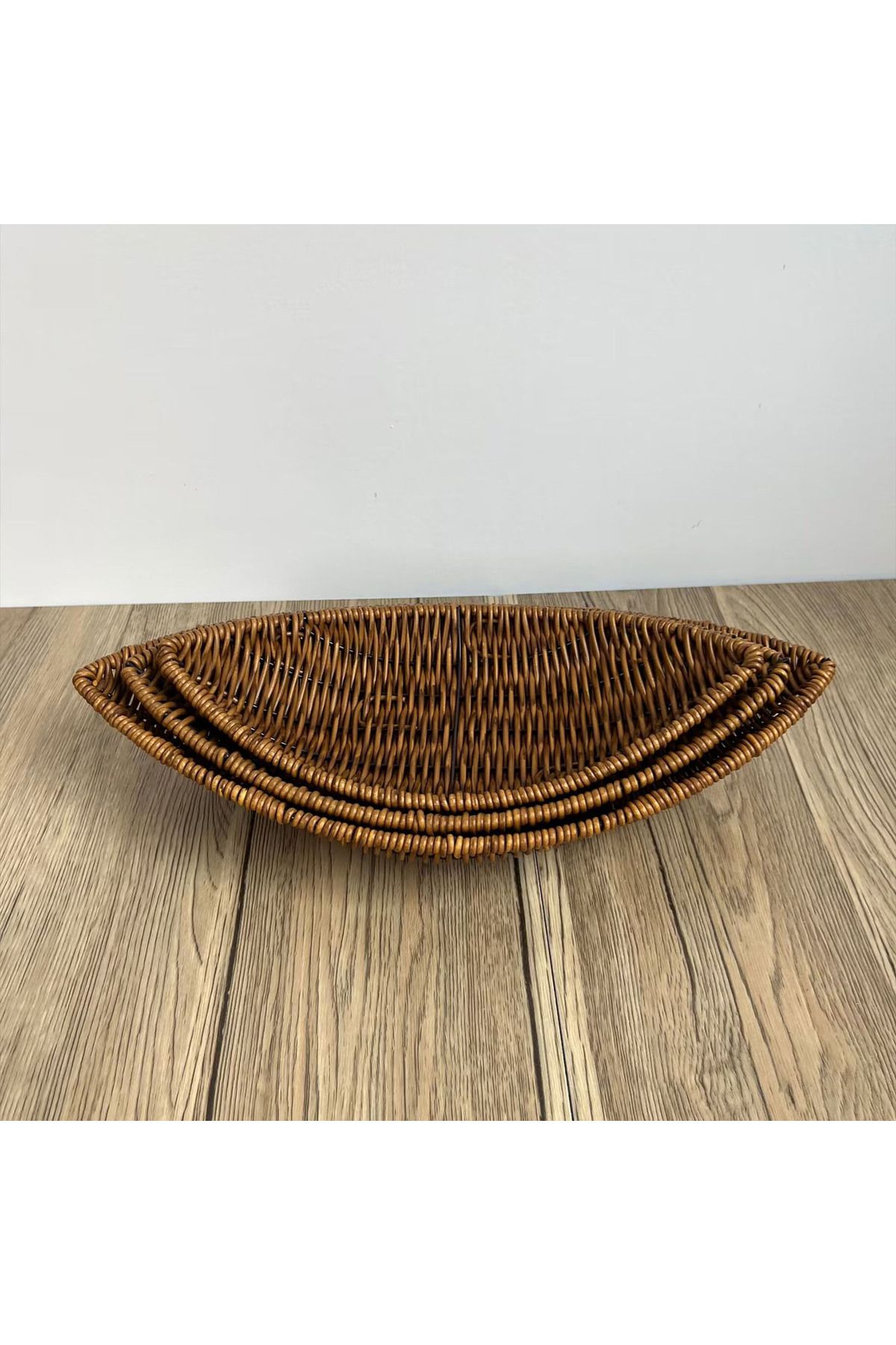 Choice-Leaf Shape Bread Display Fruit Dish Baskets Leaf Rattan Weaving Basket Serving Storage Bowls for ... 6