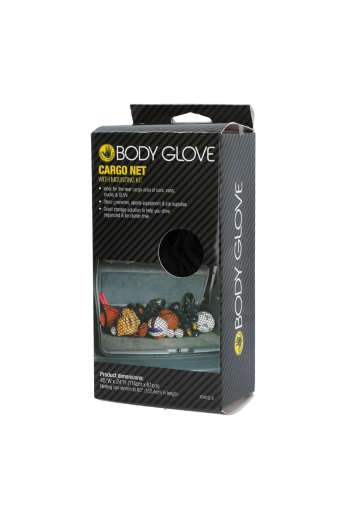 Body Glove-Durable Rear Cargo Area Net with Mounting Kit 114 x 61cm 2