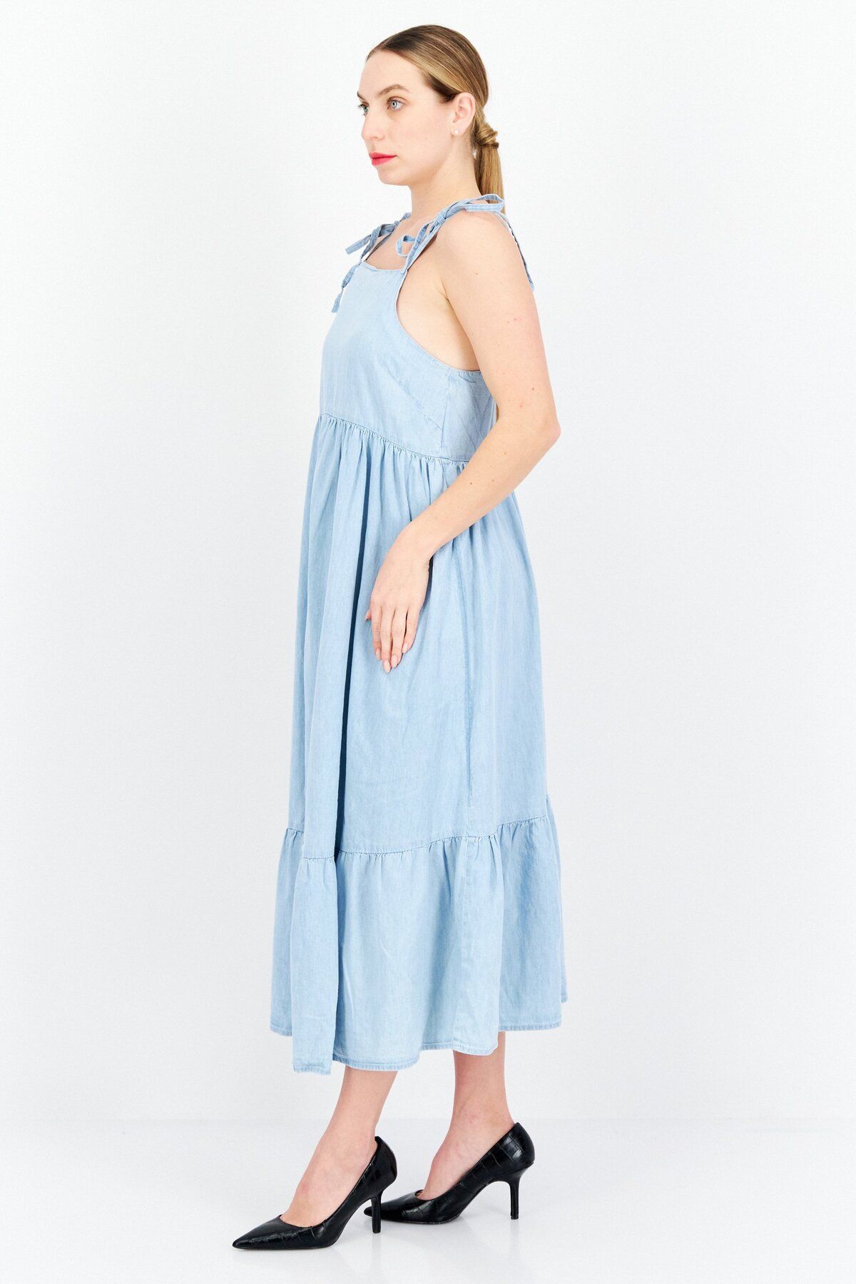 Asos Design-Maternity Washed Midi Dress, Light Blue 4