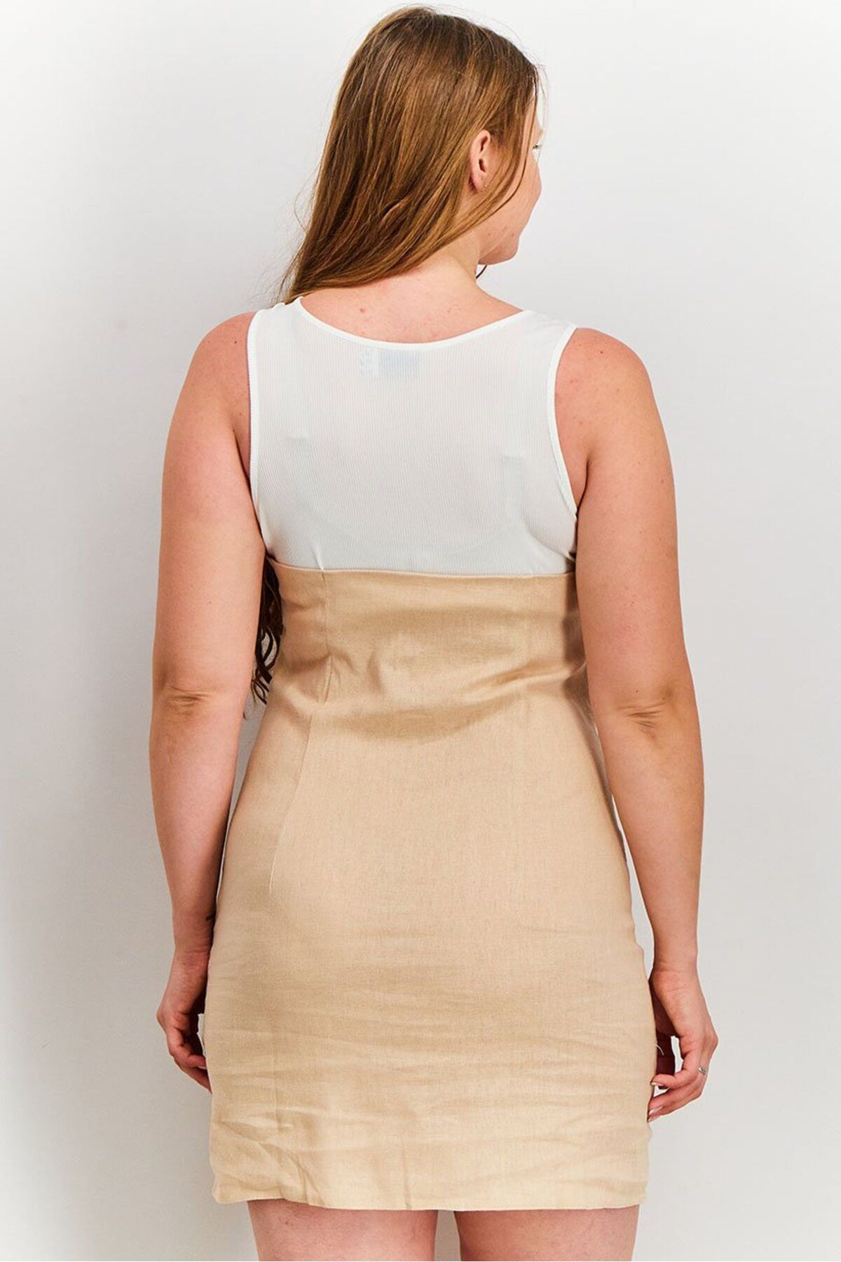 Asos Design-Women Jersey Vest Button Mini Dress, Beige 3