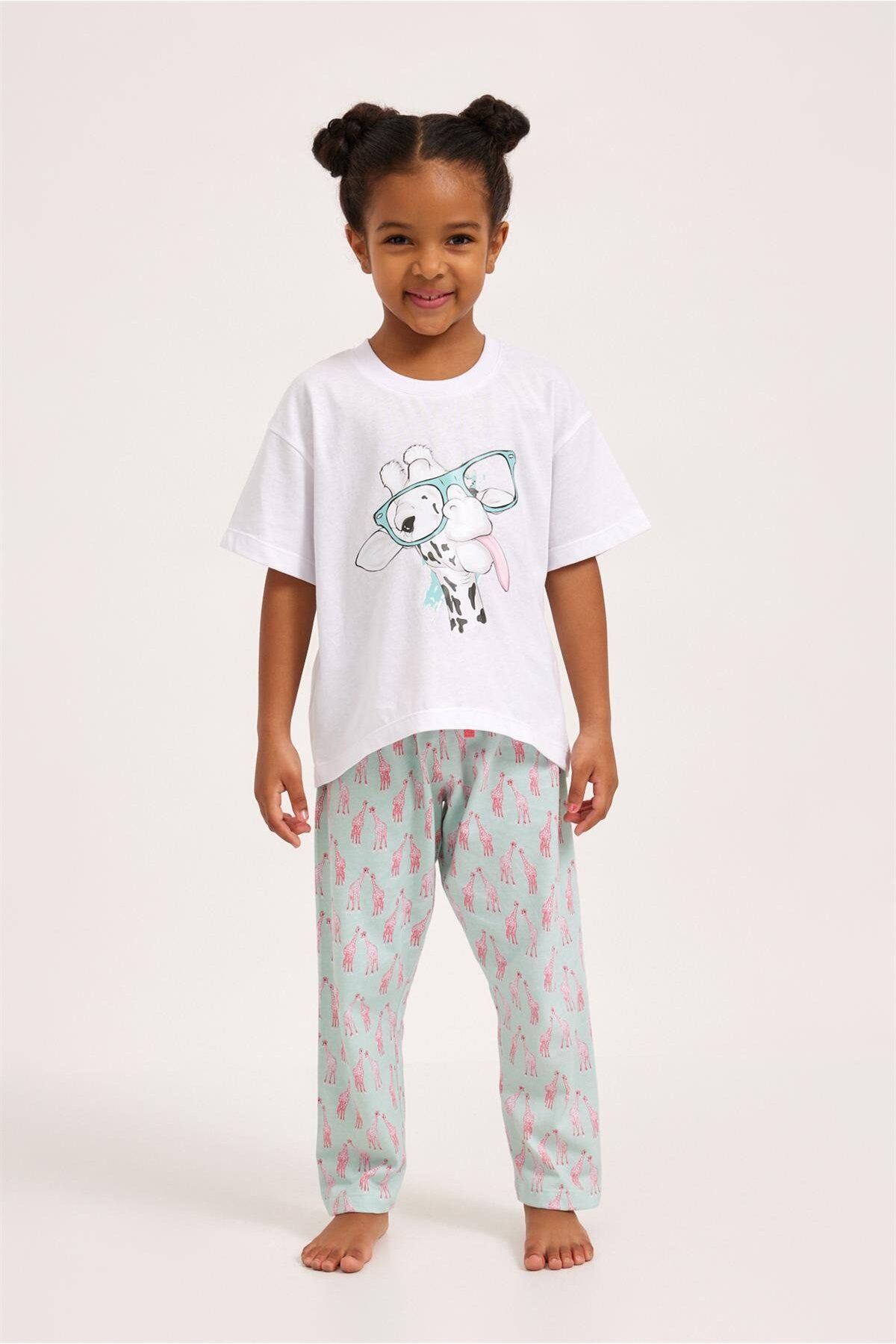 Katia&Bony-Fun Giraffe Girl's Pajama Bottom Green 1