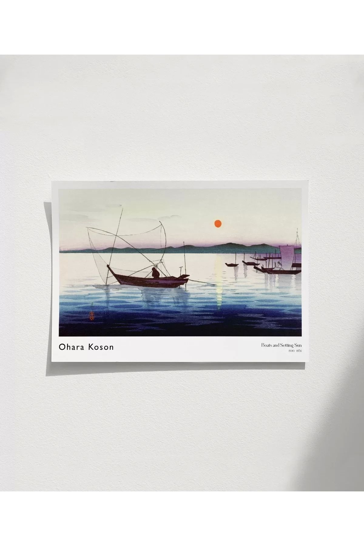 VOGLOO Çerçevesiz Poster Ohara Koson Tekneler ve Batan Güneş