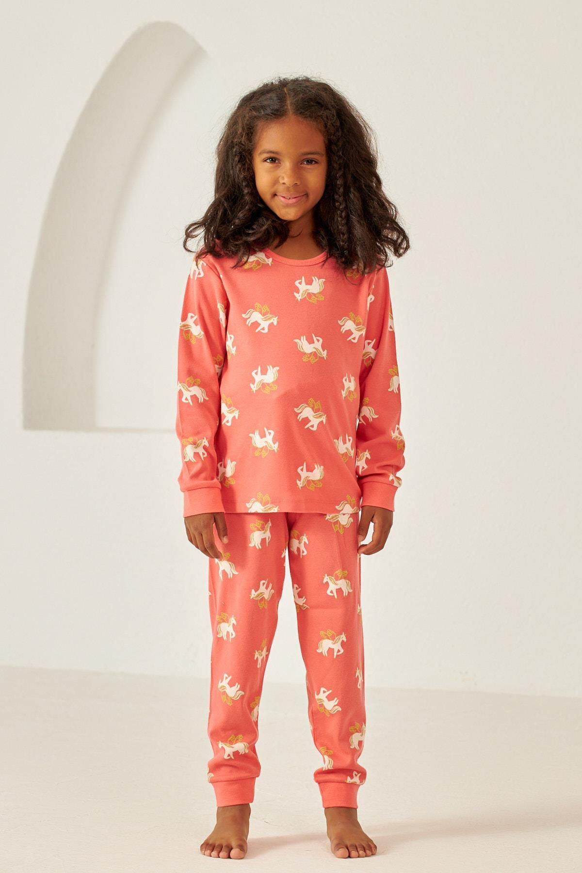 Katia&Bony-Pink Unicorn Patterned Children's Pajama Set 2