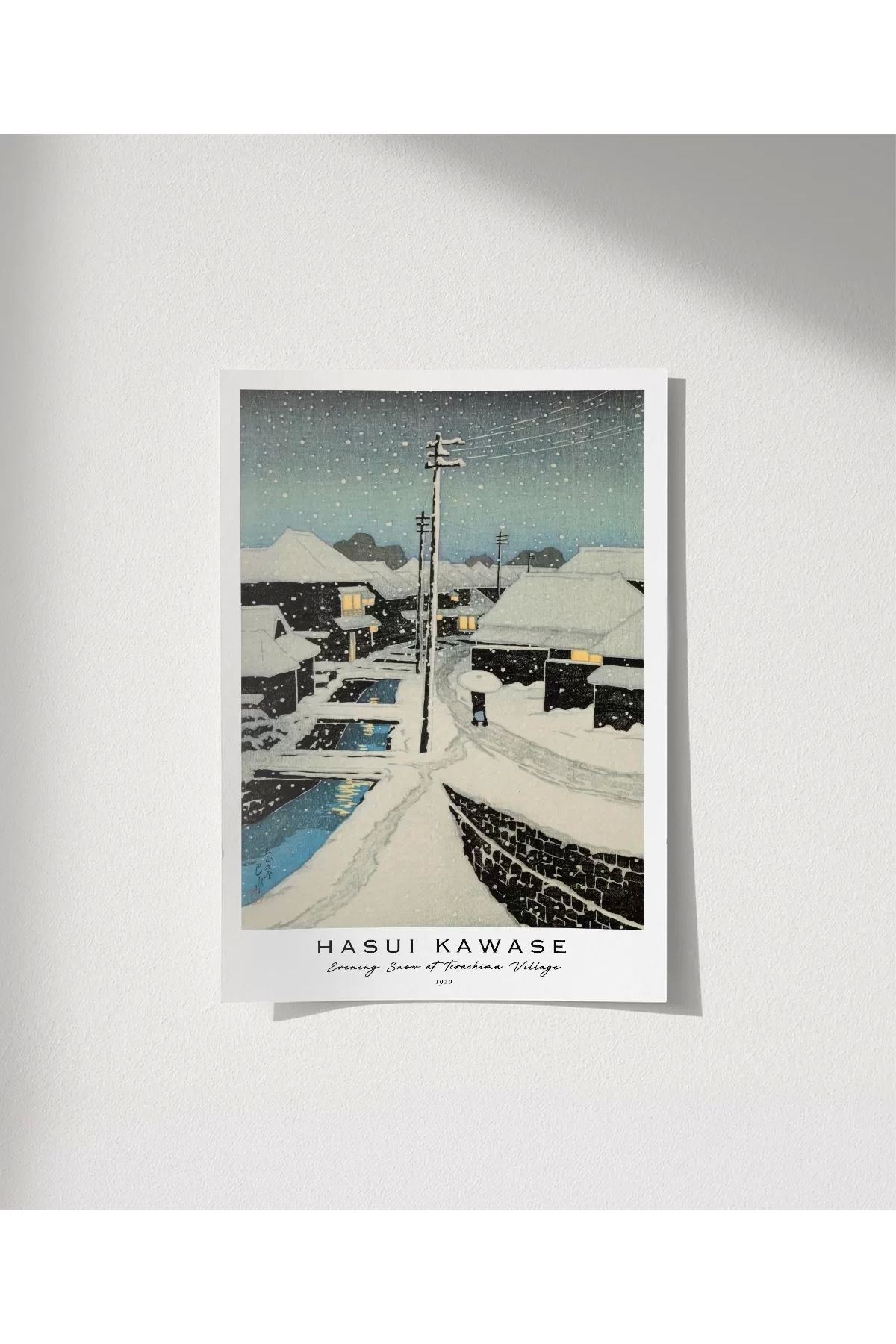 VOGLOO Çerçevesiz Poster Hasui Kawase Terashima Köyü'nde Akşam Karı