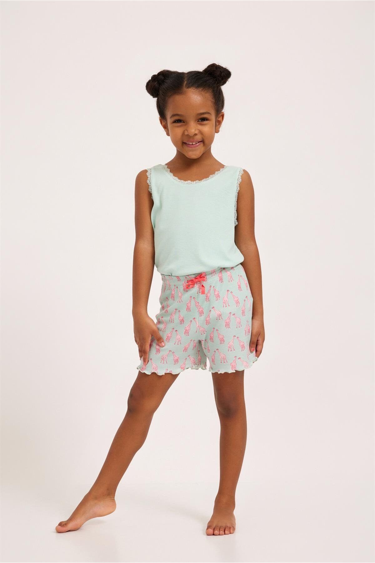 Katia&Bony-Fun Giraffe Ribbed Girls' Shorts Green 1