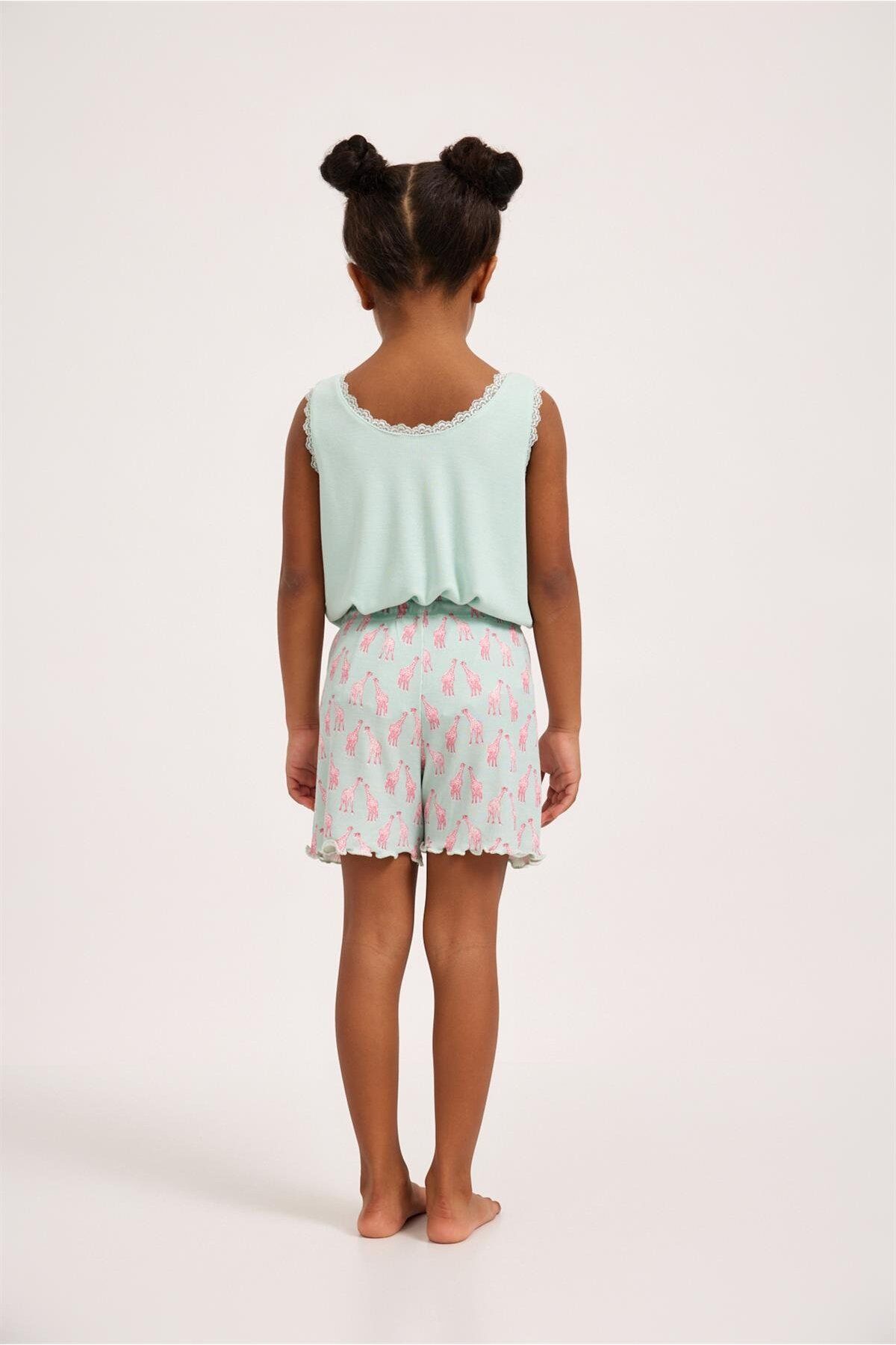 Katia&Bony-Fun Giraffe Ribbed Girls' Shorts Green 2