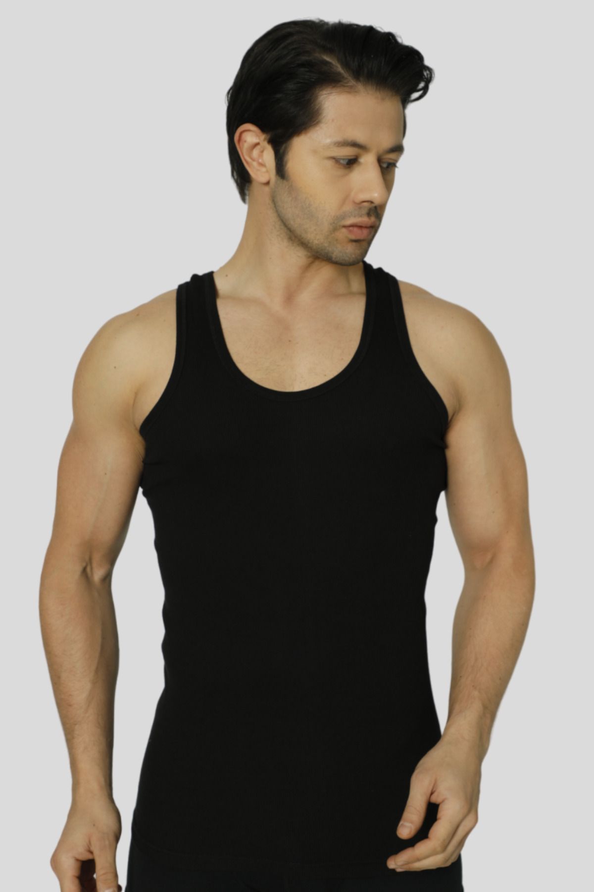 Arma Yıldız-Men's Black Ribbed Camisole Tank Top 1