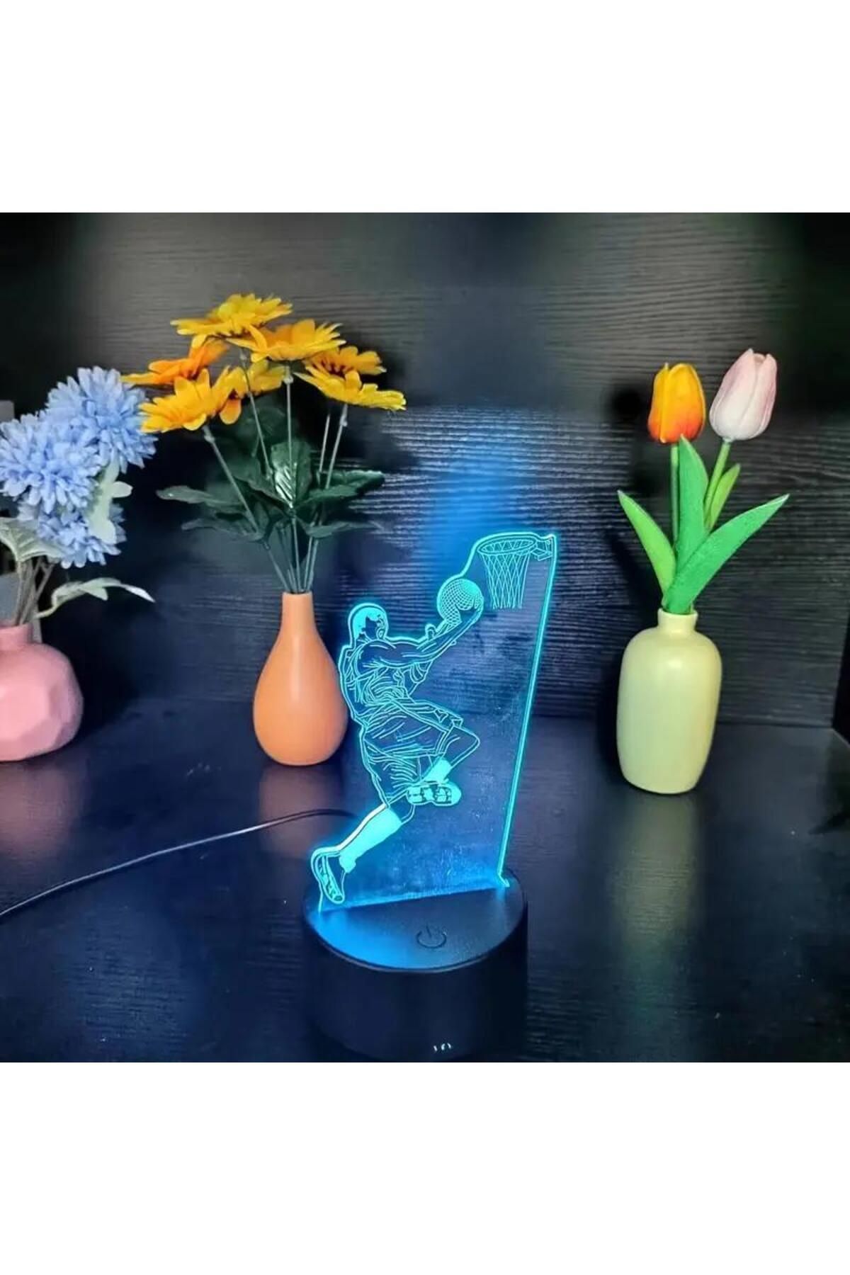 WLFYS-1pc  Basketballl  3D Night Light, 3D Optical Illusion Lamp With Touch, 7-Color Changing Ambient L... 4
