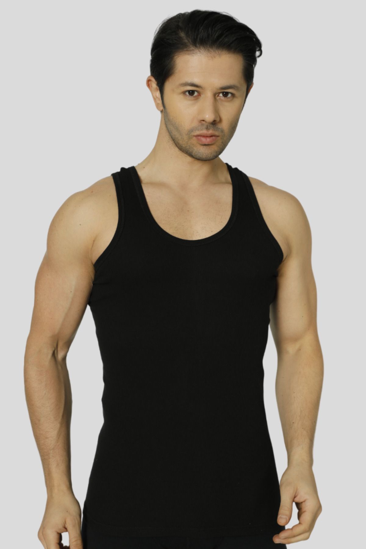 Arma Yıldız-Men's Black Ribbed Camisole Tank Top 3