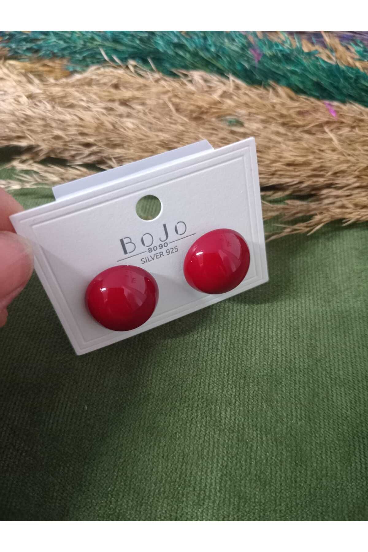 mos&more-Burgundy Round Button Women's Earrings 1cm 2