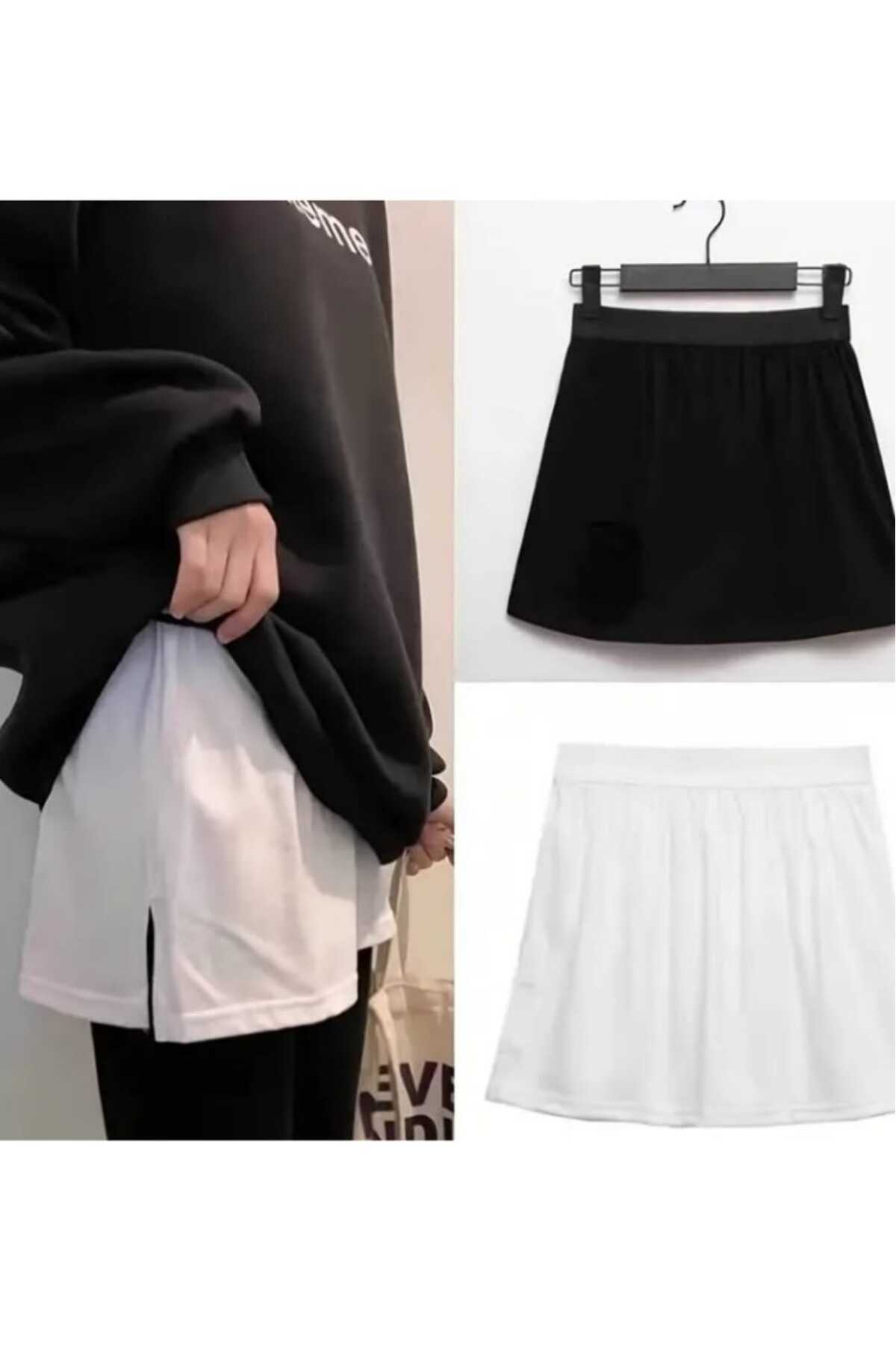 BENİMOLMALI Popo Kapatıcı Tshirt Görünümlü Etek Tesettür Tayt Üstü Etek