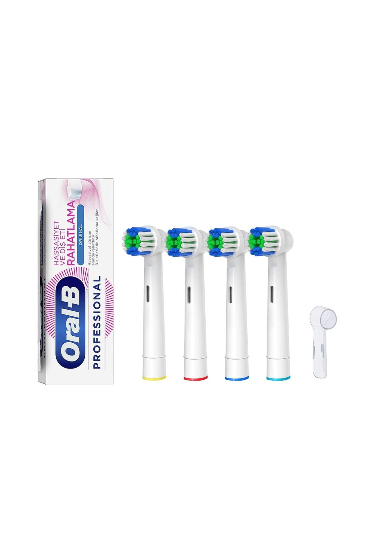 Toocare Oral-B Şarjlı Diş Fırçaları için 4 Adet Yedek Başlık - Oral-b Diş Macunu - 1 Adet Kapak