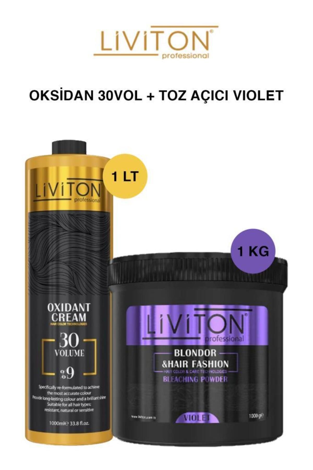 Liviton Professional Violet Toz Açıcı-30 Volume Saç Açıcı Oksidan Set