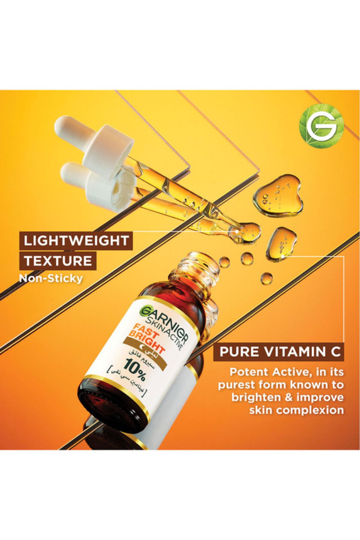 Garnier-SkinActive Fast Bright Overnight Face Serum 10% Vitamin C, for dullness & Dark spots, 30ml 2