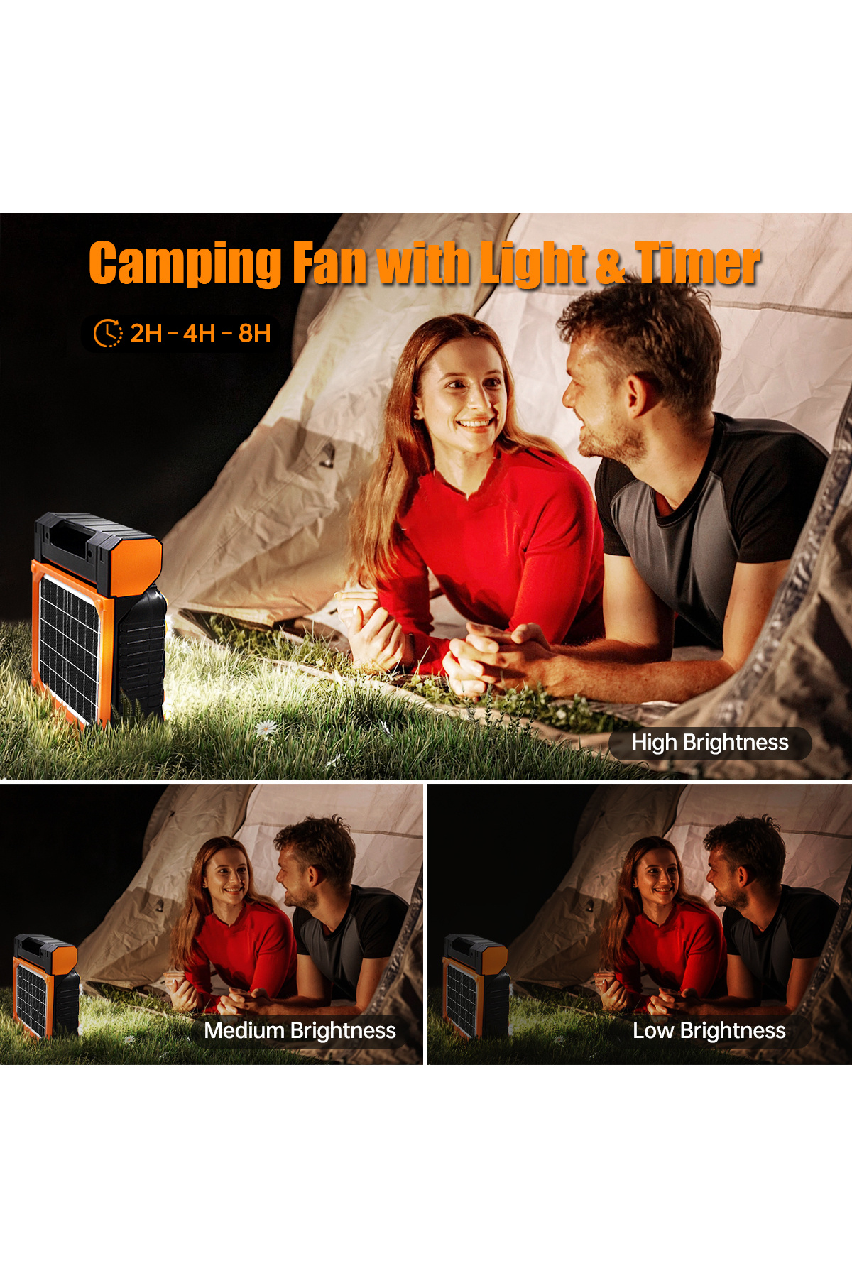 Choice-Portable Solar Fan Rechargeable Solar Powered Camping Fan 4 Speed 4 Timers and Quiet with LED Lan... 4