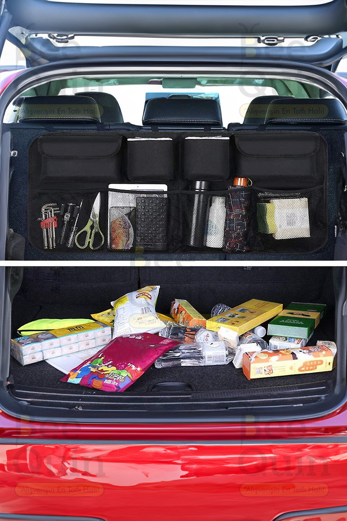 HASBY Araba Bagaj Organizer Koltuk Arkası Cepli File Düzenleyici Eşya Araç 8 Cep Aksesuar Bebek Koruyucu fotoğrafı 7 (önizleme)
