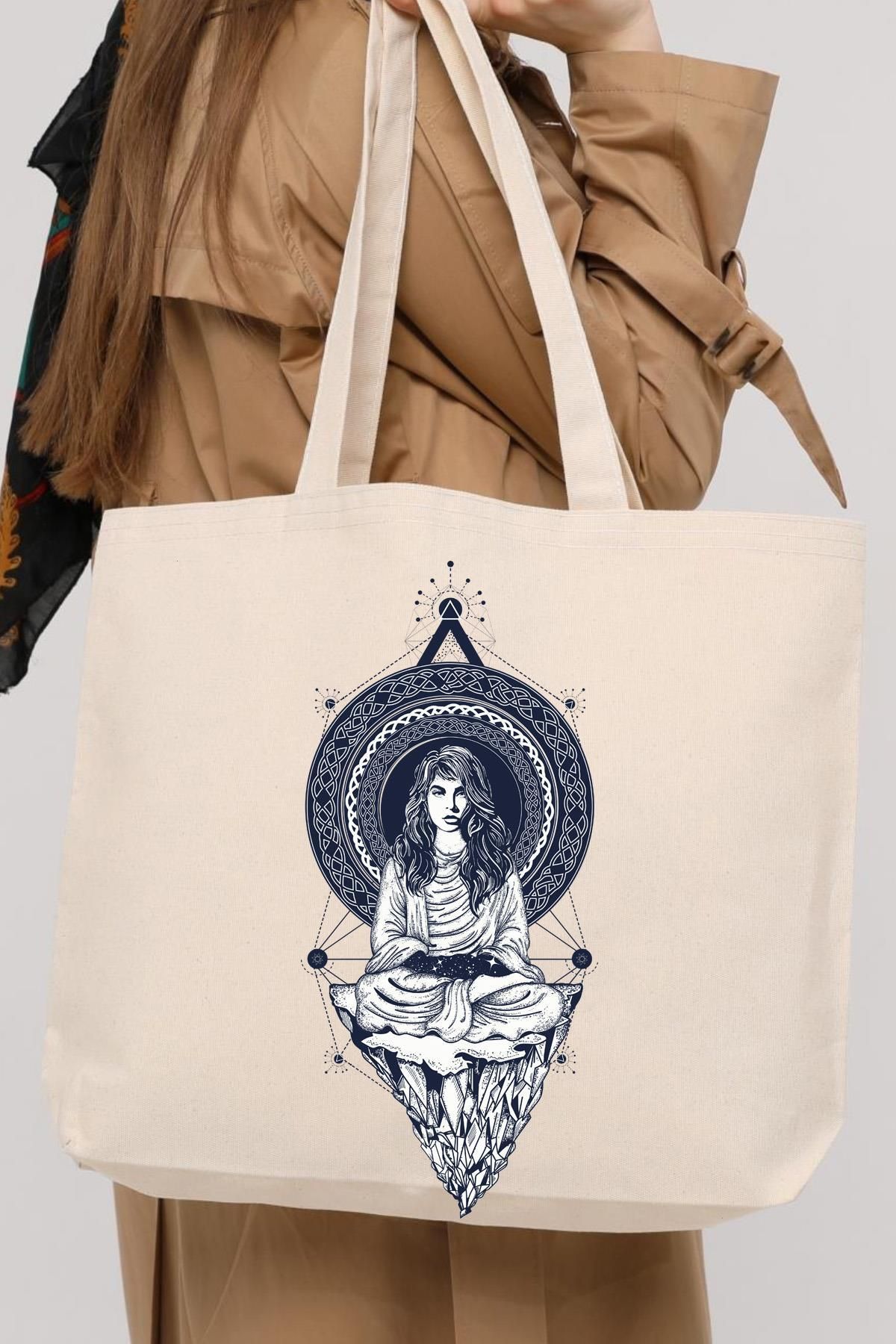 Angemiel-Falcı Meditation Yoga - 47x36x8 Large Size Canvas Gusseted Bag 5