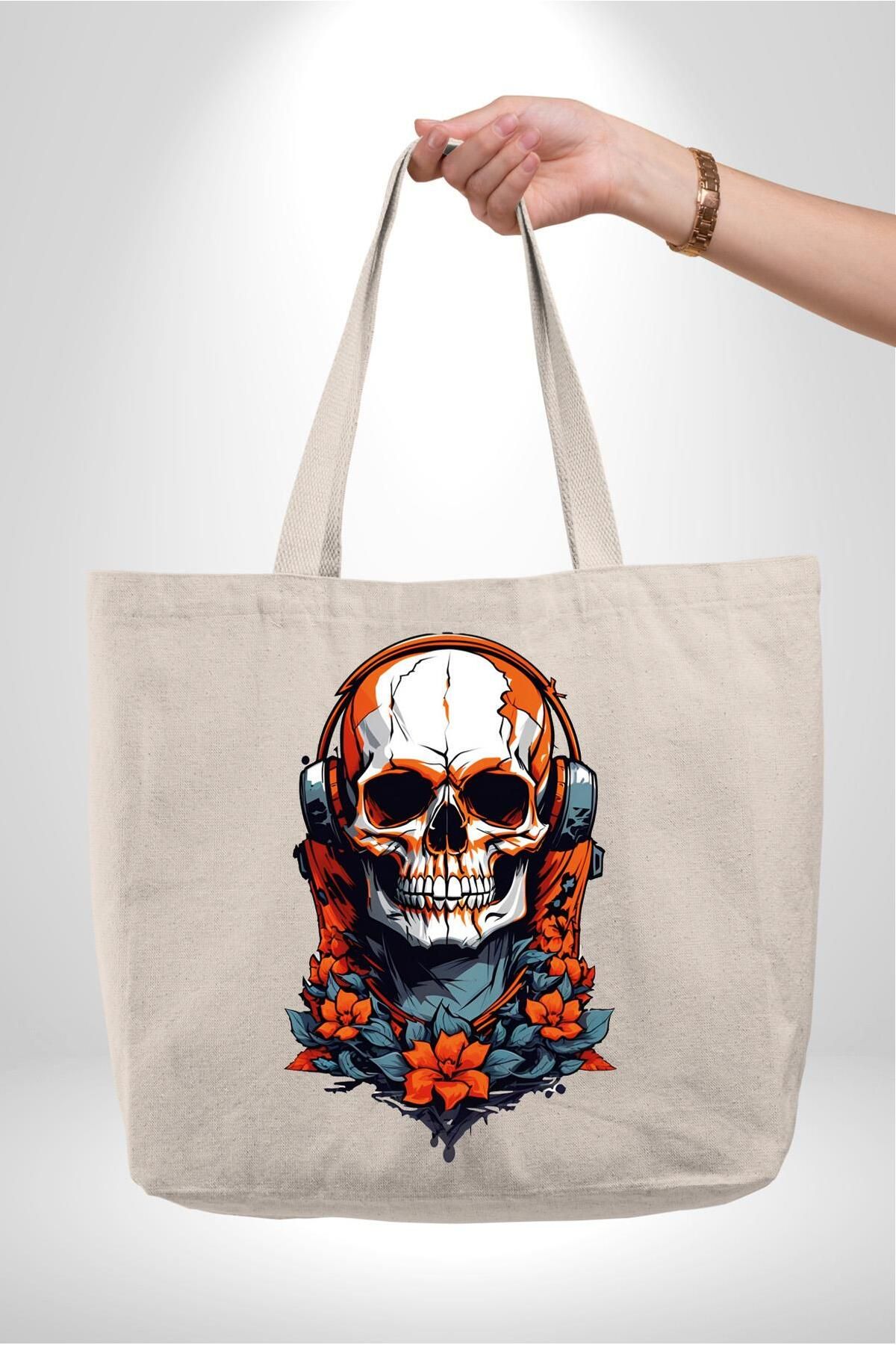 Angemiel-47x36x8 Red Rose Music Headset larGe Size Canvas BaG - Skull WearinG 1