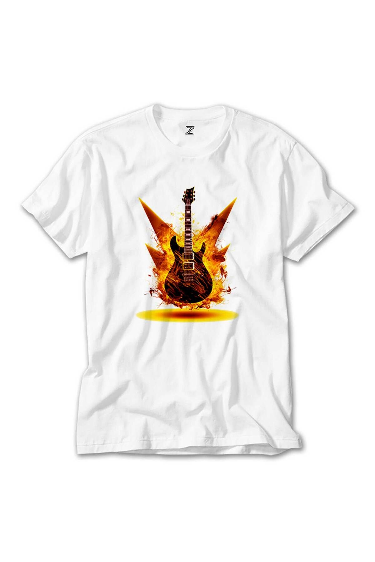 WAKHA Classic Guitar Yellow Fire Beyaz Tişört