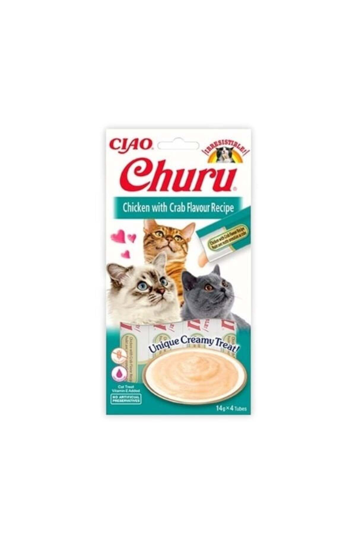 Inaba CHURU Ciao Cream Tavuklu ve Yengeçli Sıvı Kedi Ödül Maması 14 Gr 4 Adet