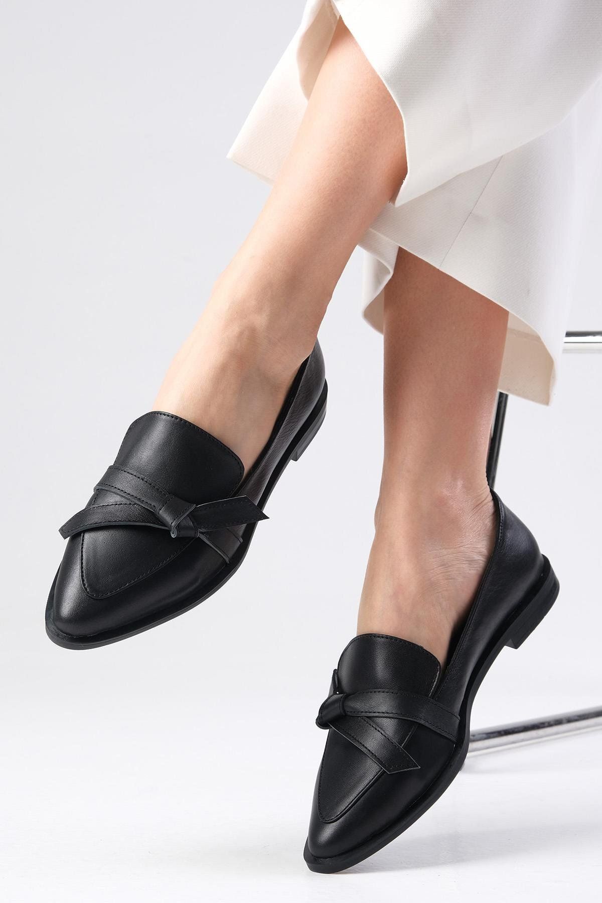 لوفر مشکی زنانه سیاه Ezra Loeine Lock Loefer Loafer Daily کفش Flat Mio Gusto