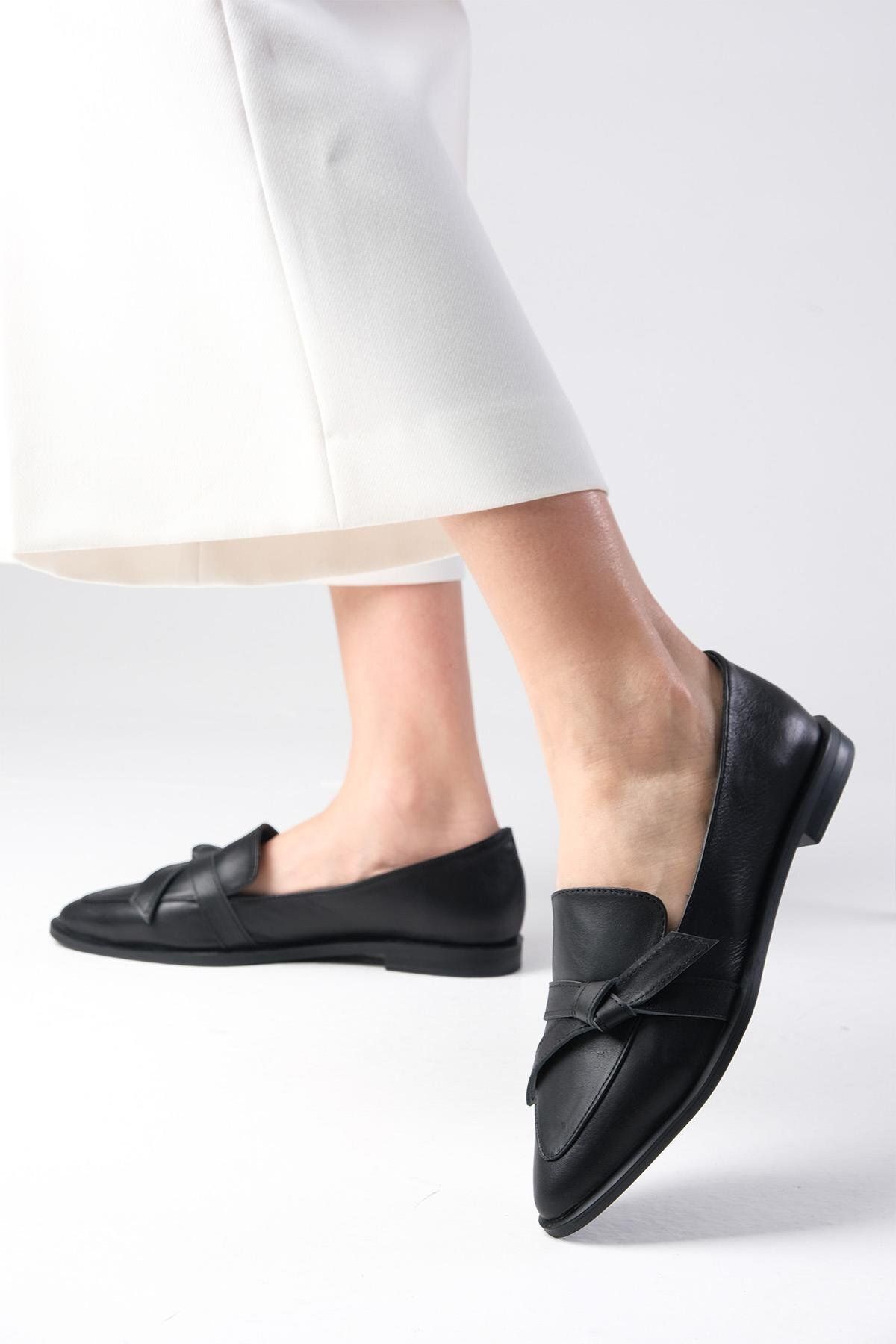 لوفر مشکی زنانه سیاه Ezra Loeine Lock Loefer Loafer Daily کفش Flat Mio Gusto
