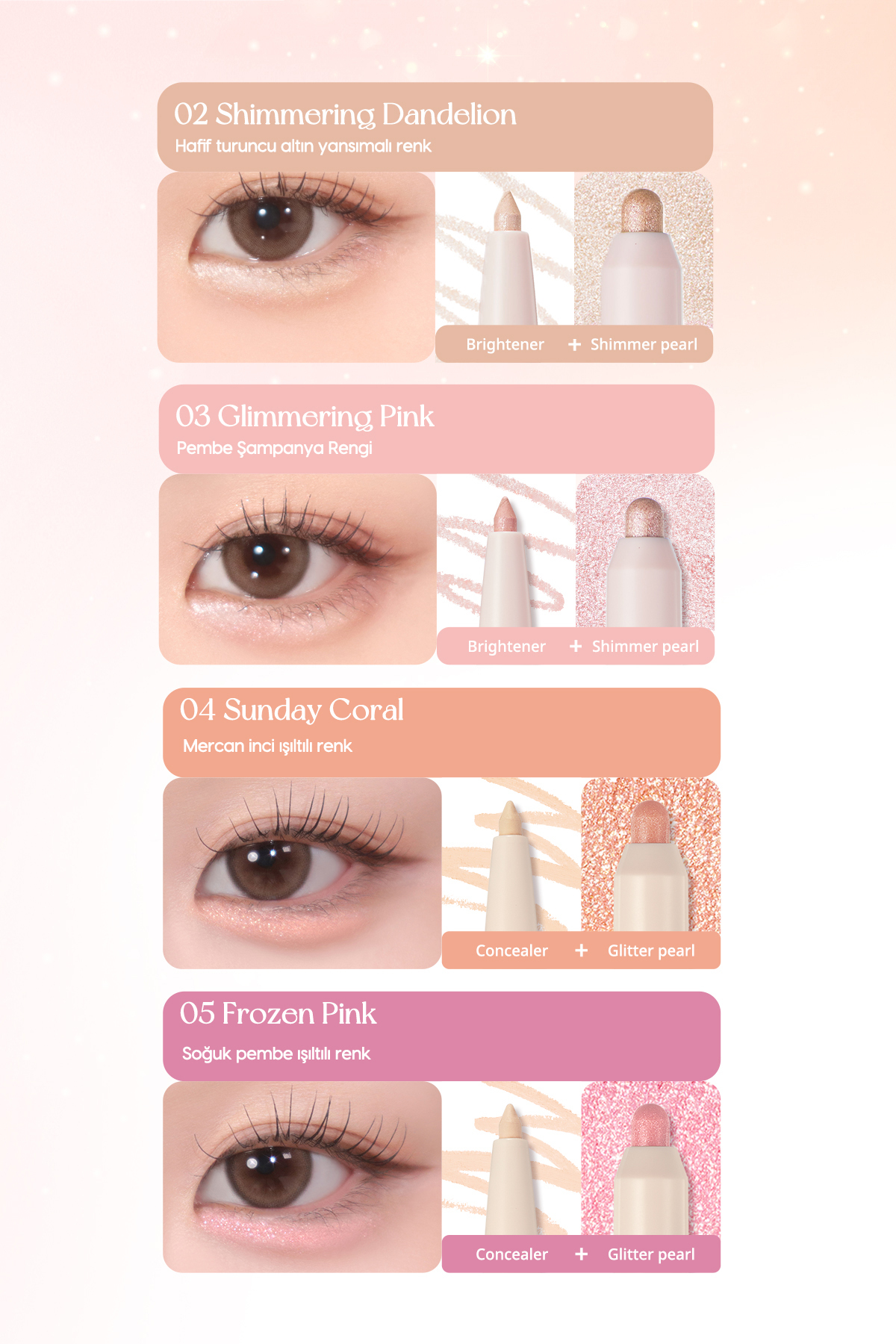 Çift Taraflı Kapatıcı ve Işıltılı Kalem Far PERIPERA Sugar Twinkle Duo Eye Stick (07 Pink Linen) — صورتی 6550 — تصویر 8 از 9