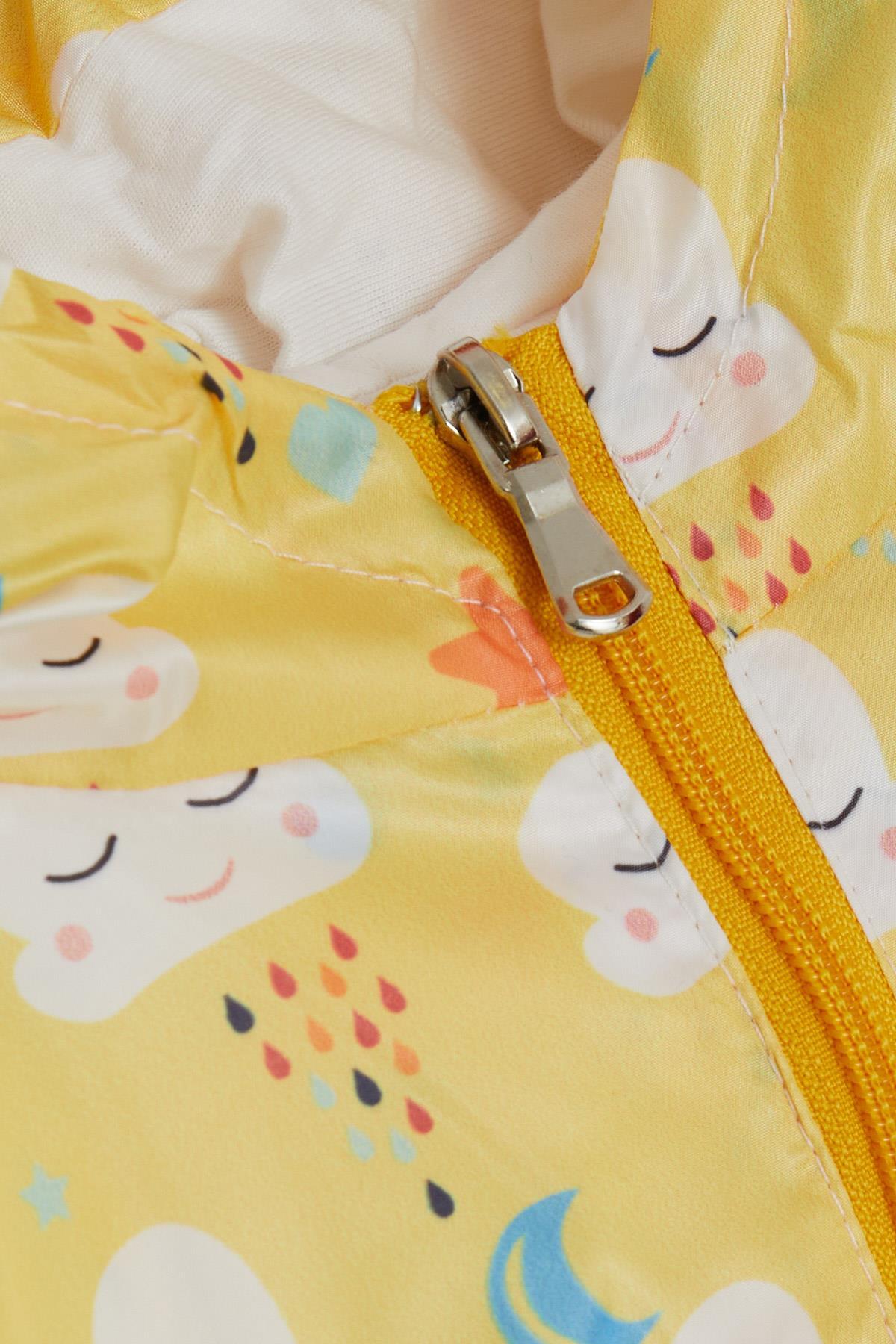 Breeze Kız Çocuk Yağmurluk Sevimli Bulut Desenli 1-5 Yaş, Sarı fotoğrafı 4 (önizleme)