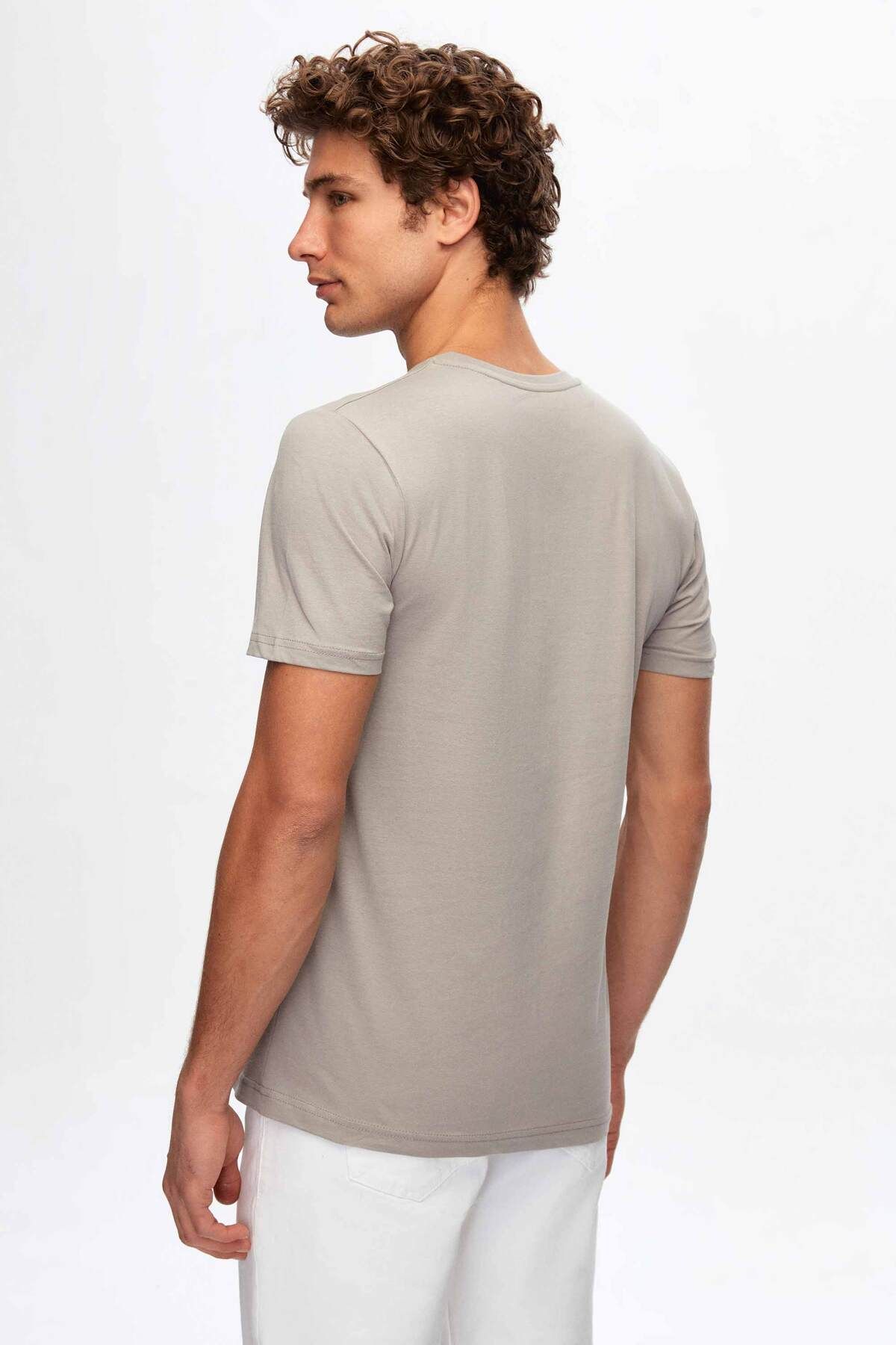 Twn-Slim Fit Gray Printed T-shirt 3