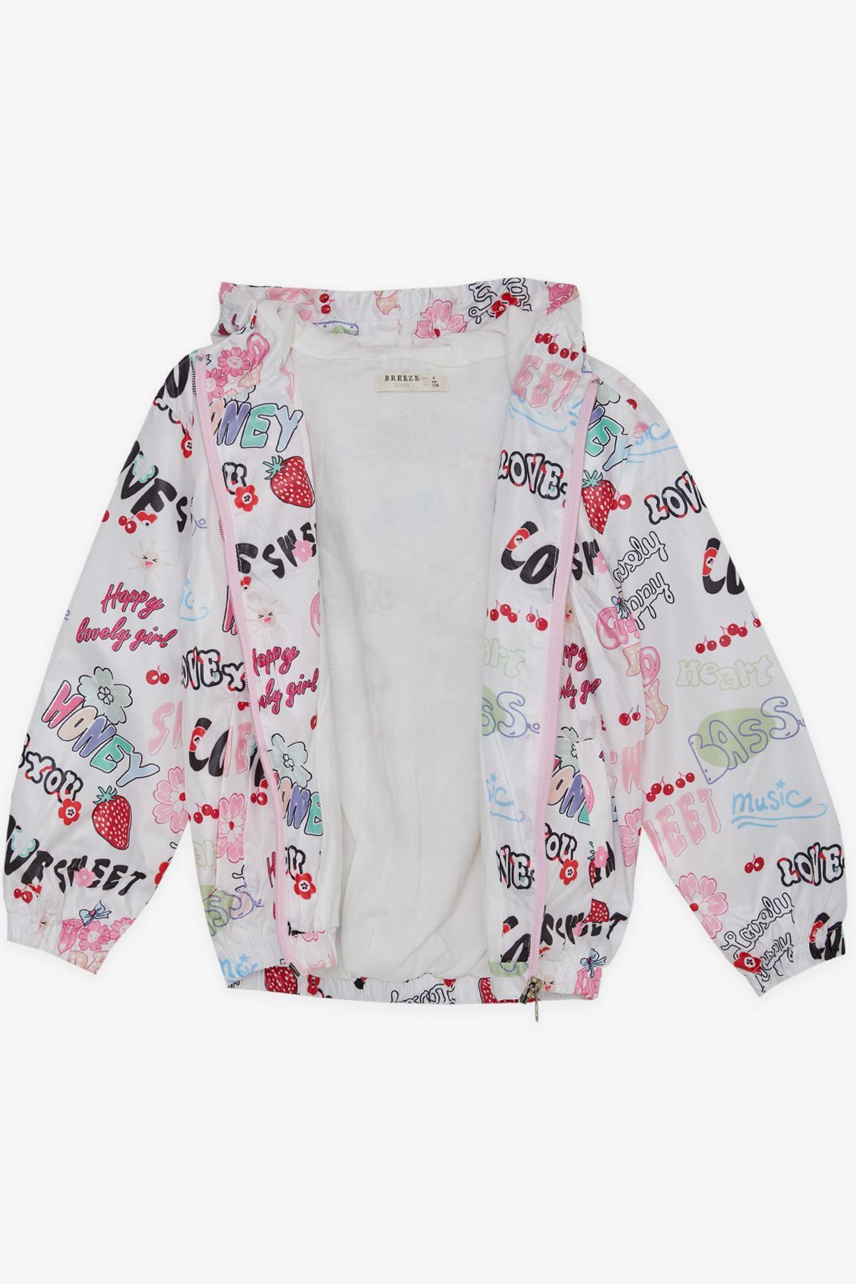 Breeze Kız Çocuk Yağmurluk Meyve Partisi Temalı Yazı Desenli 1-5 Yaş, Beyaz fotoğrafı 2 (önizleme)