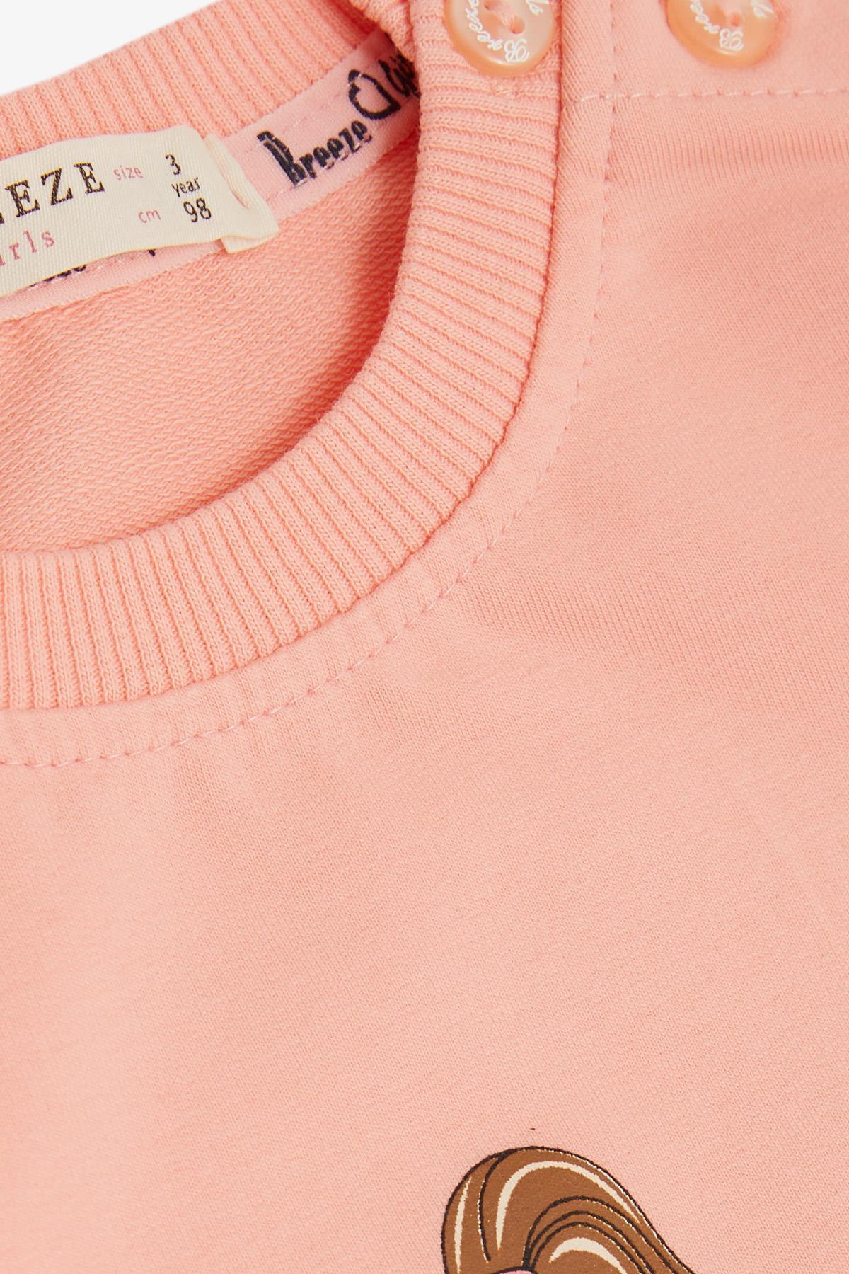 Breeze Kız Çocuk Sweatshirt Havalı Kız Baskılı 1.5-5 Yaş, Somon fotoğrafı 3 (önizleme)