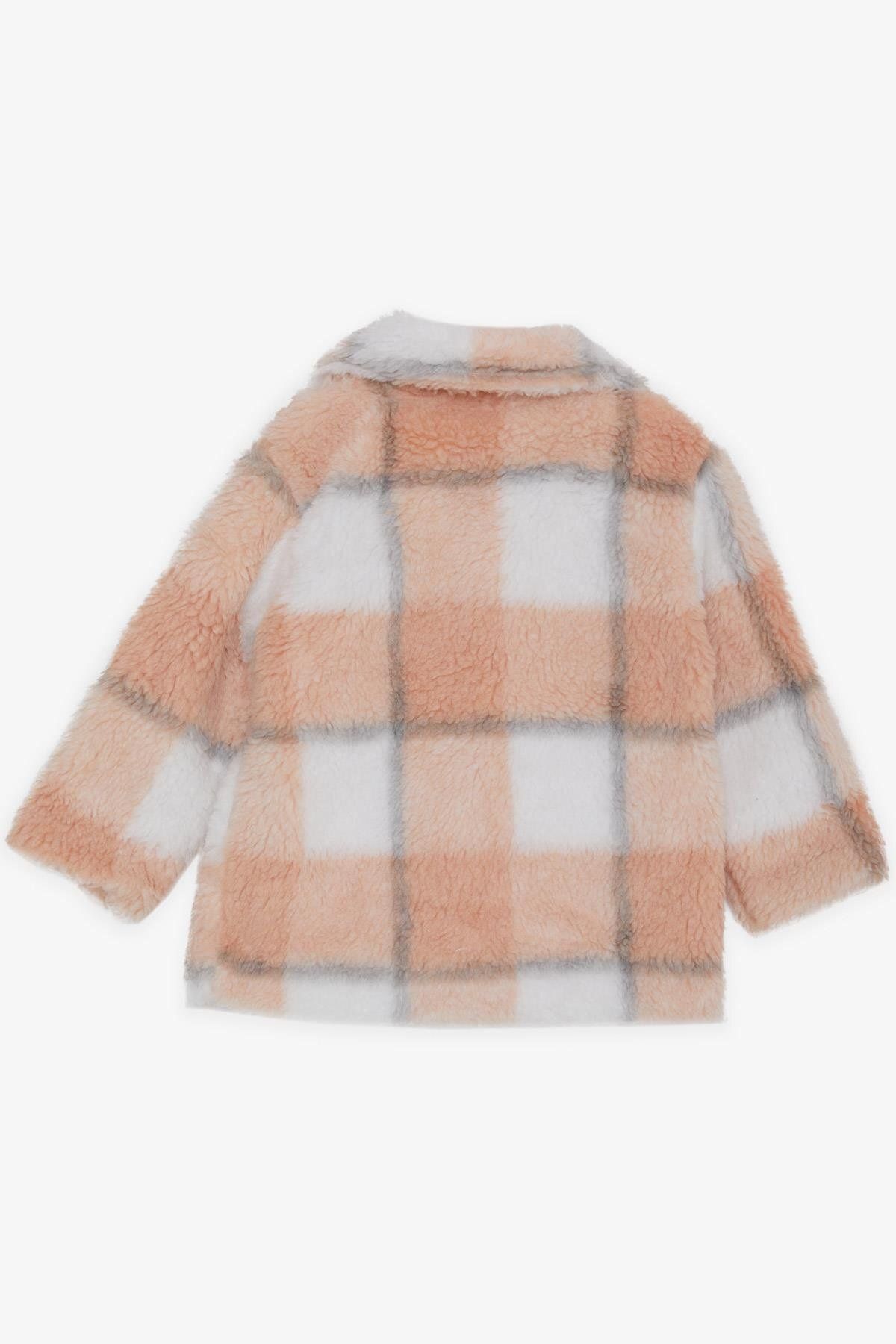 Escabel-Breeze Girl's Coat - Plush Buttoned, Pocketed, Plaid Patterned 2-6 Years, Mixed Color 3