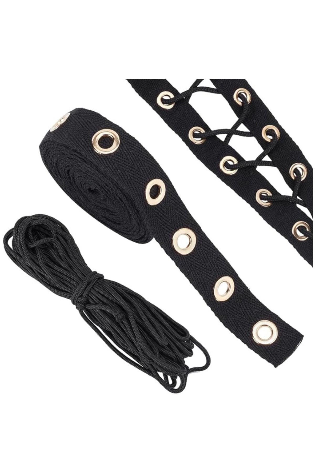 Choice-3 Yards Cotton Grommet Eyelet Twill Tape Trim Black Grommet Twill Tape for Sewing Garment Corsets... 2