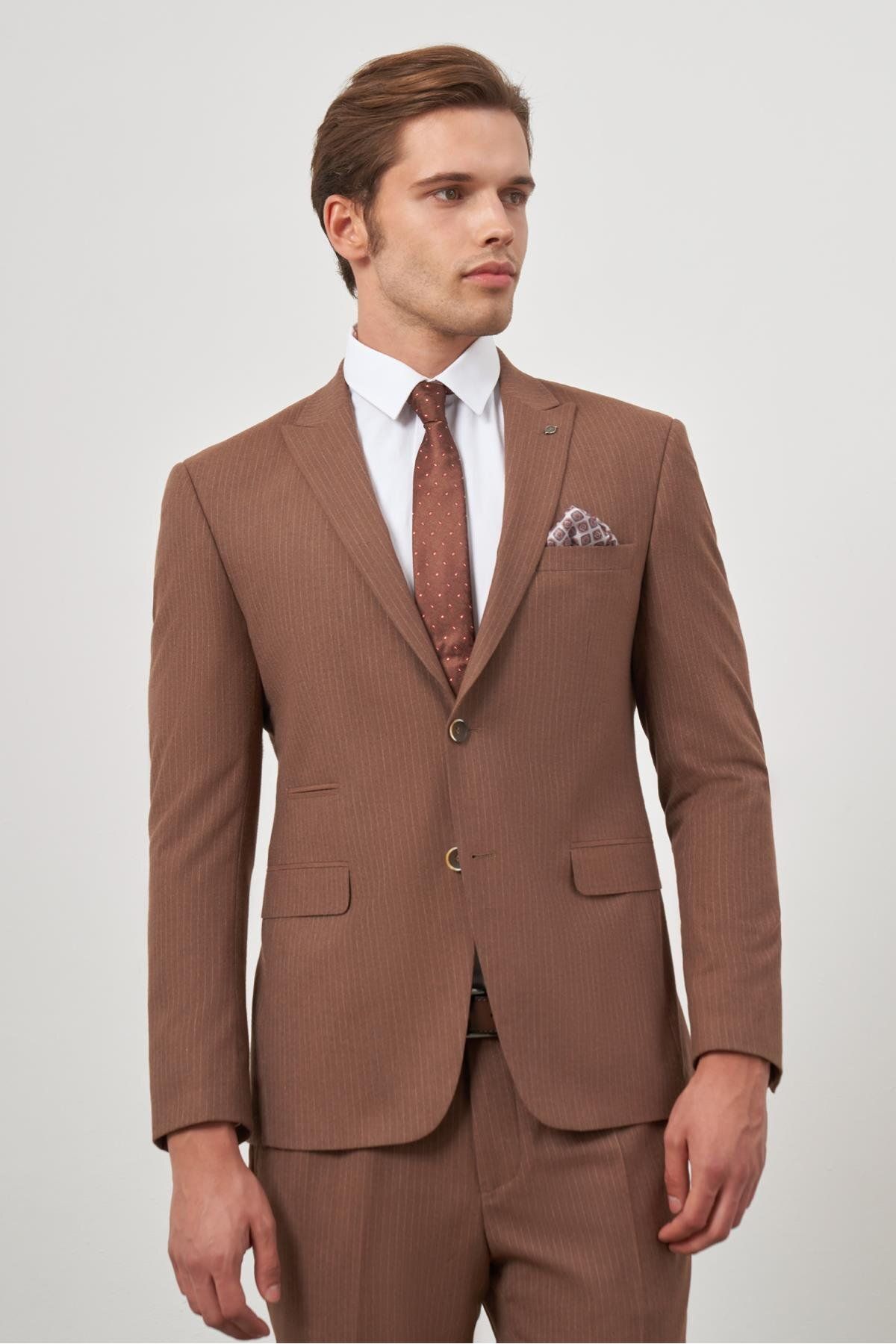 کت وشلوار مردانه PRIMER COLLAR MONO STRIPED 6 DROP SLIM FIT CUTT CUTTING 1001245106 İmza
