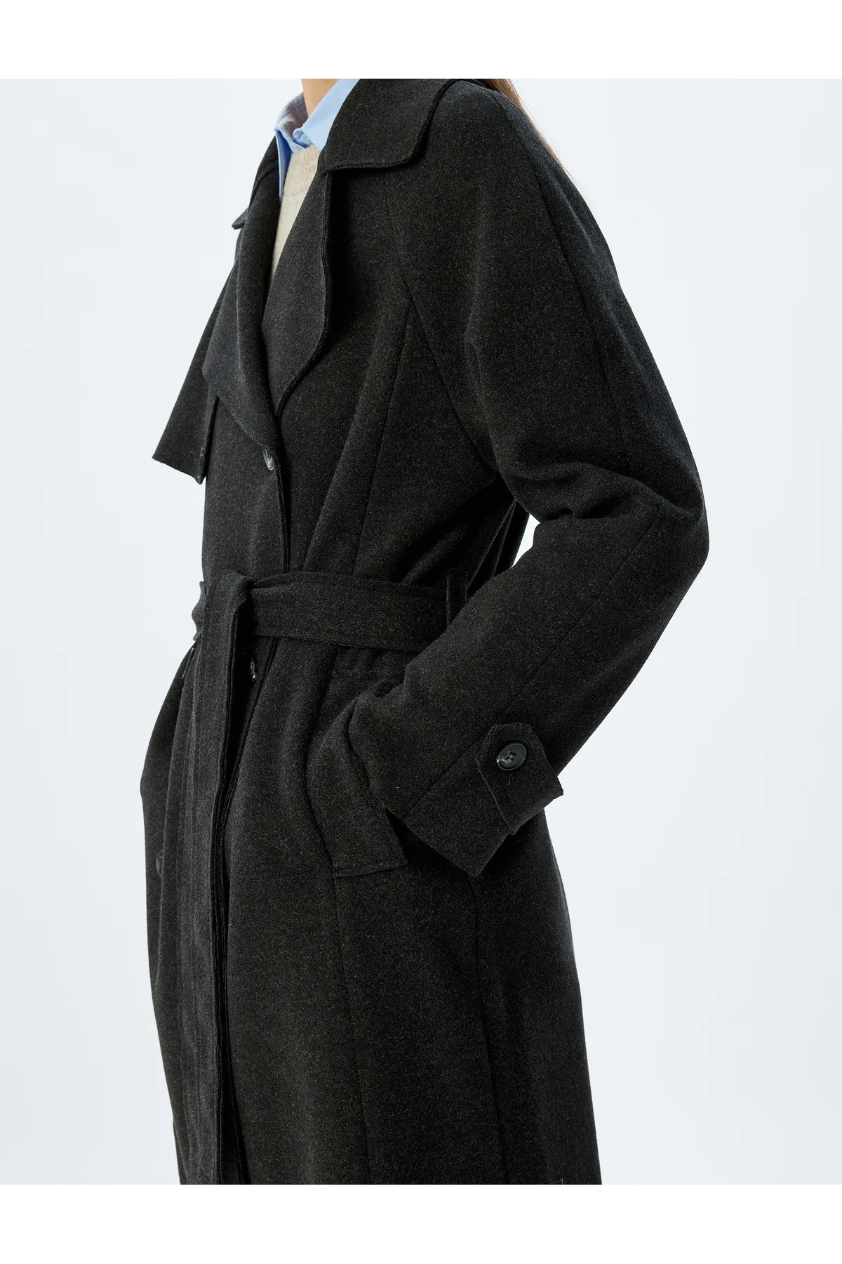 Koton  Antrasit Kadın Kaban 5WAK00043EW - Görsel 4