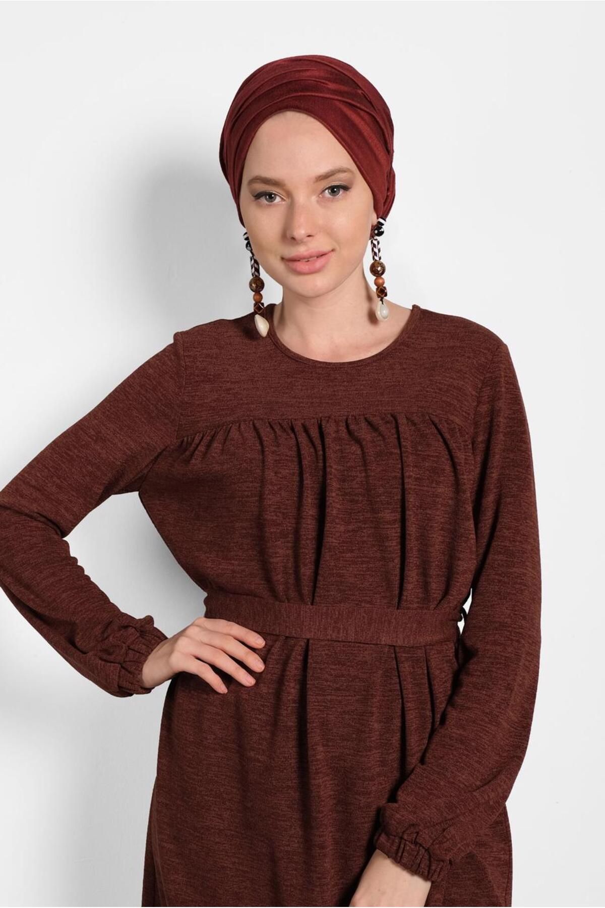 تونیک ساده یقه ی کمربند 40392 Alvina
